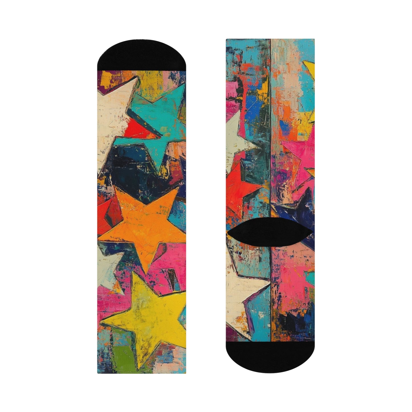 Colorful Star Crew Socks — Vibrant Abstract Stars Cushioned Crew Socks