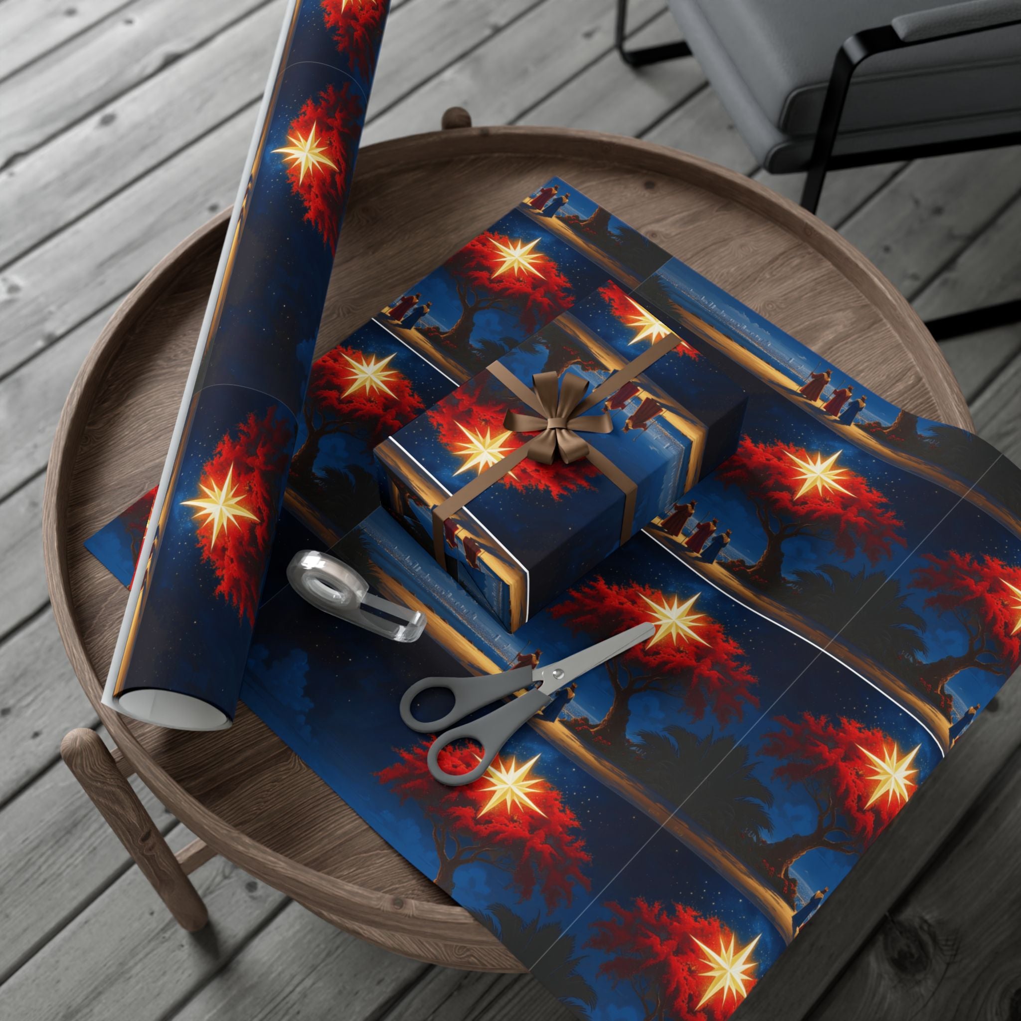 Christmas Star Gift Wrap Paper Puerto Rico Wrapping Paper Cultural Gift Wrap | Boricua Heritage Design | Holiday & Celebration Gift Packaging