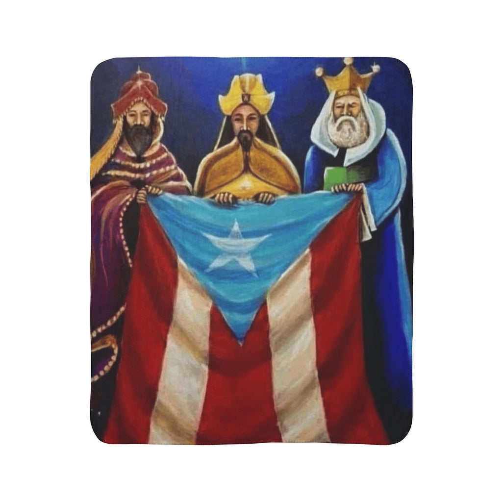 Puerto Rican Flag Three Kings Fleece Sherpa Blanket Colección Navidades Puerto Rico – Nueva Colección de Navidad!