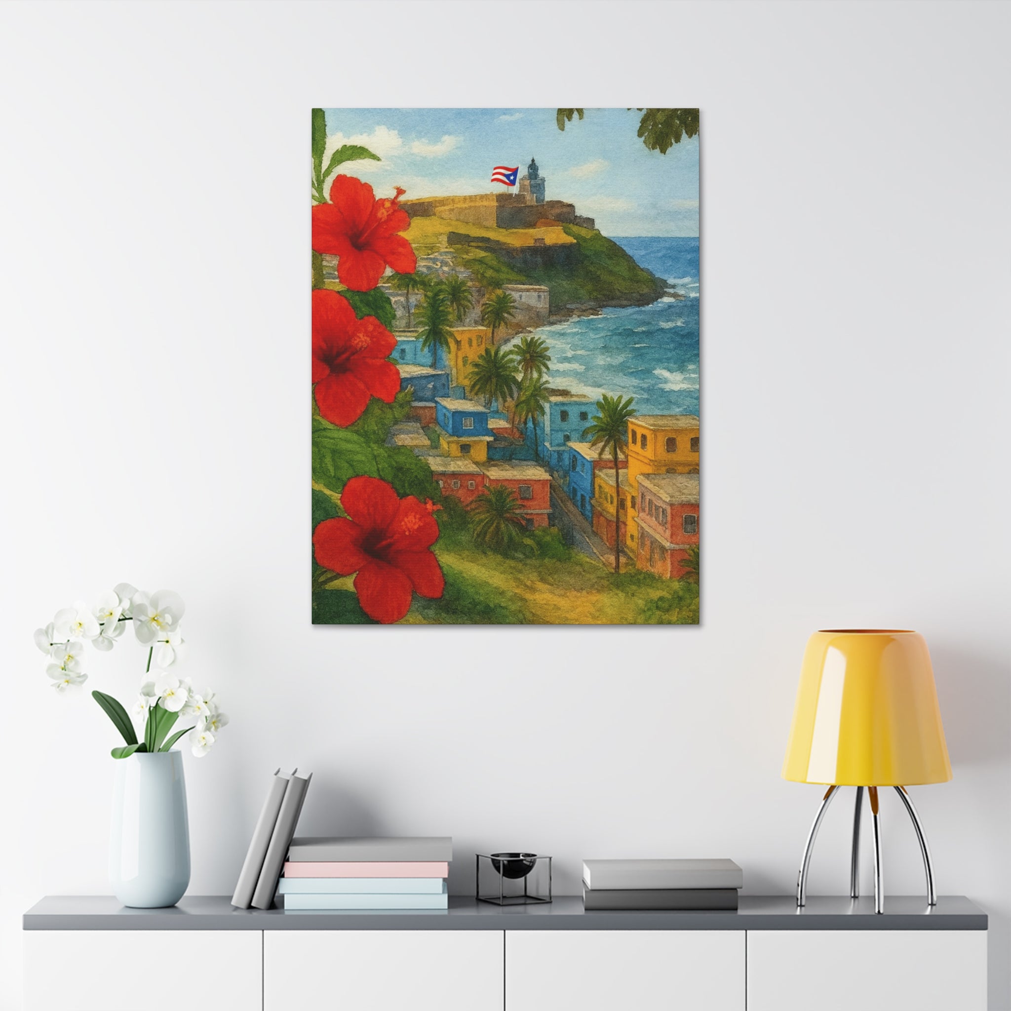 Puerto Rico Coastal Canvas Print — Old San Juan Seaside Wall Art (Stretched 1.5")