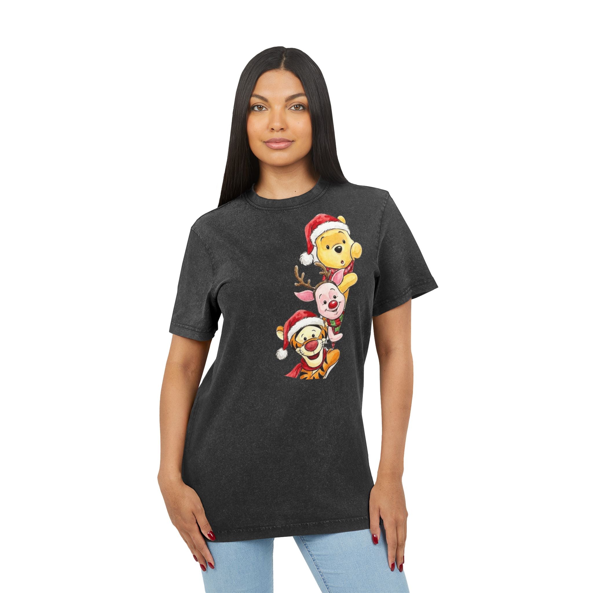 Christmas Character Stack Acid-Wash  Tee Cartoon Christmas T-shirts and Sweaters,