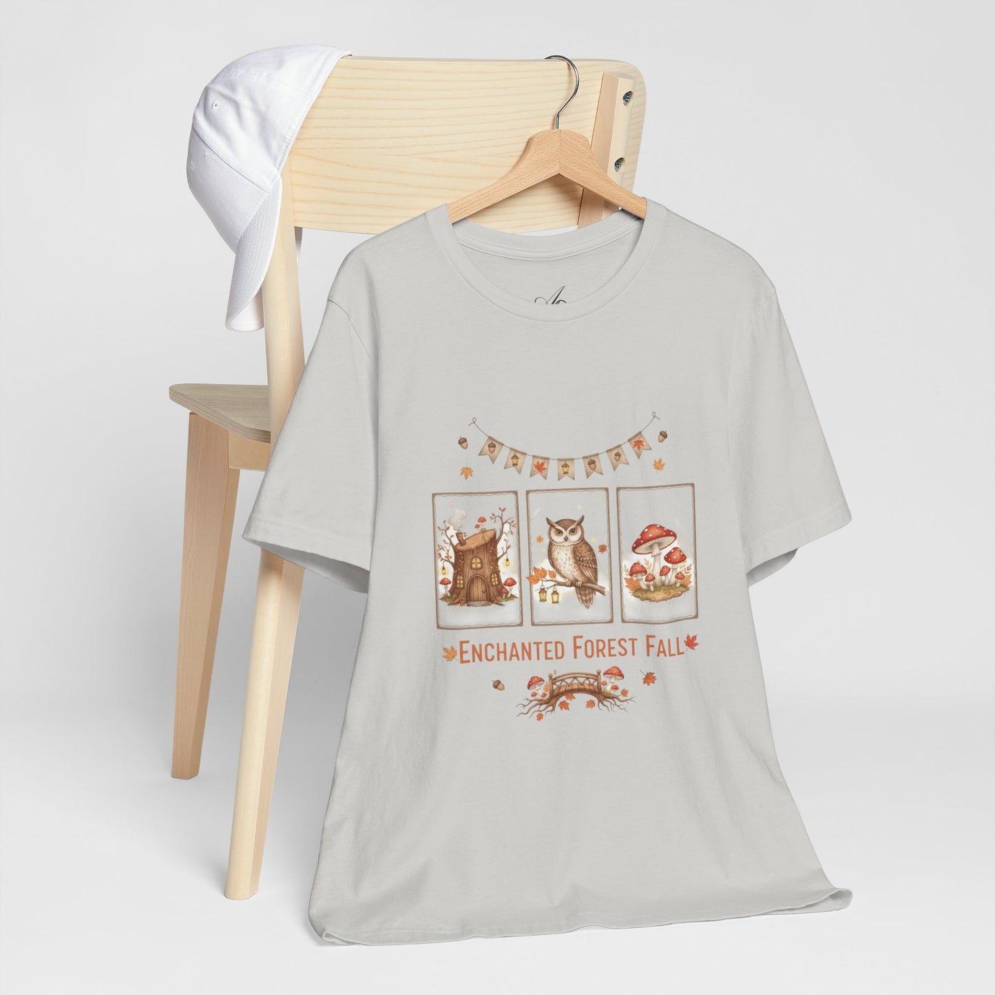 Enchanted Forest Fall Tee, Cute Owl Shirt, Autumn Graphic Tee, Nature Lover Gift, Cozy Fall Apparel, Wildlife T-Shirt, Unisex Fall Top