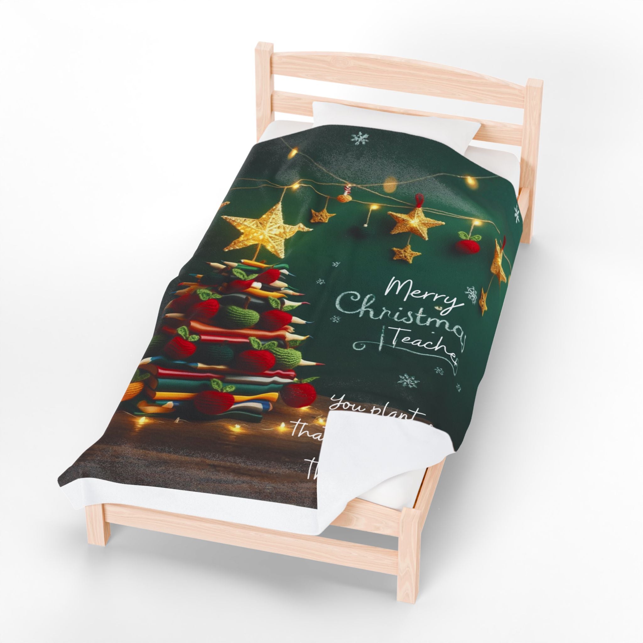 Merry Christmas Teacher Velveteen Blanket "You plant seeds that bloom long after the season ends"