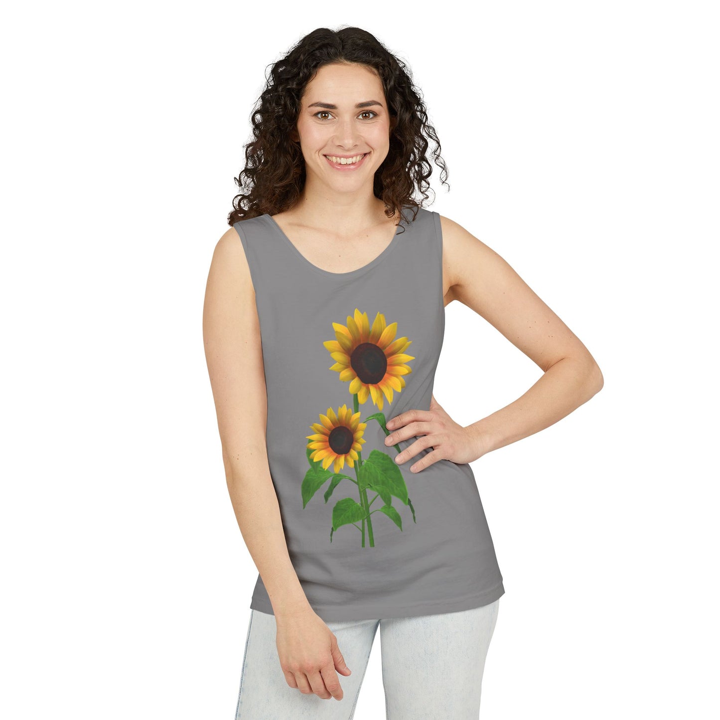 Sunflower Unisex Tank Top - Relaxed Summer Wear, Gift for Garden Lovers, Casual Beach Vibes, Perfect for Spring Celebrations, Gift Idea