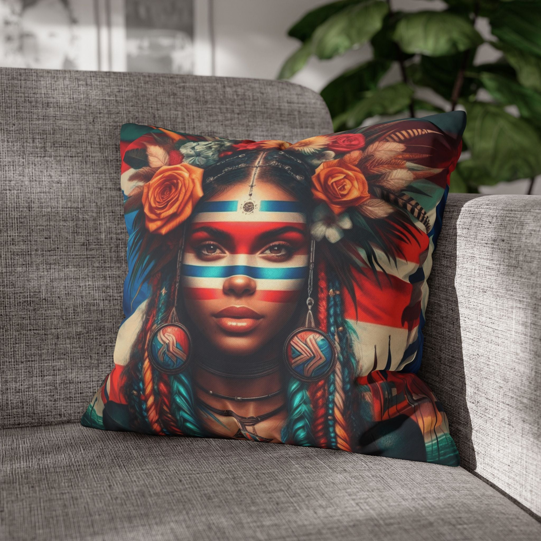 Tribal Goddess Decorative Pillow Puerto Rico Culture Pillow