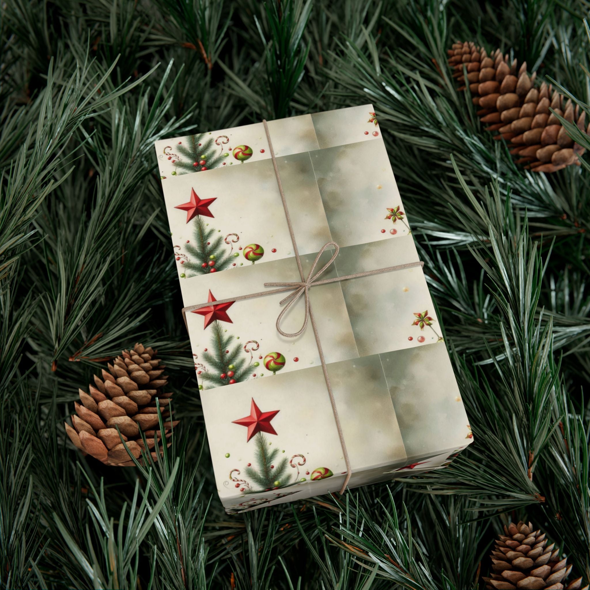 Christmas Tree Ornament Gift Wrap Paper — Vintage Holiday Wrapping Sheets
