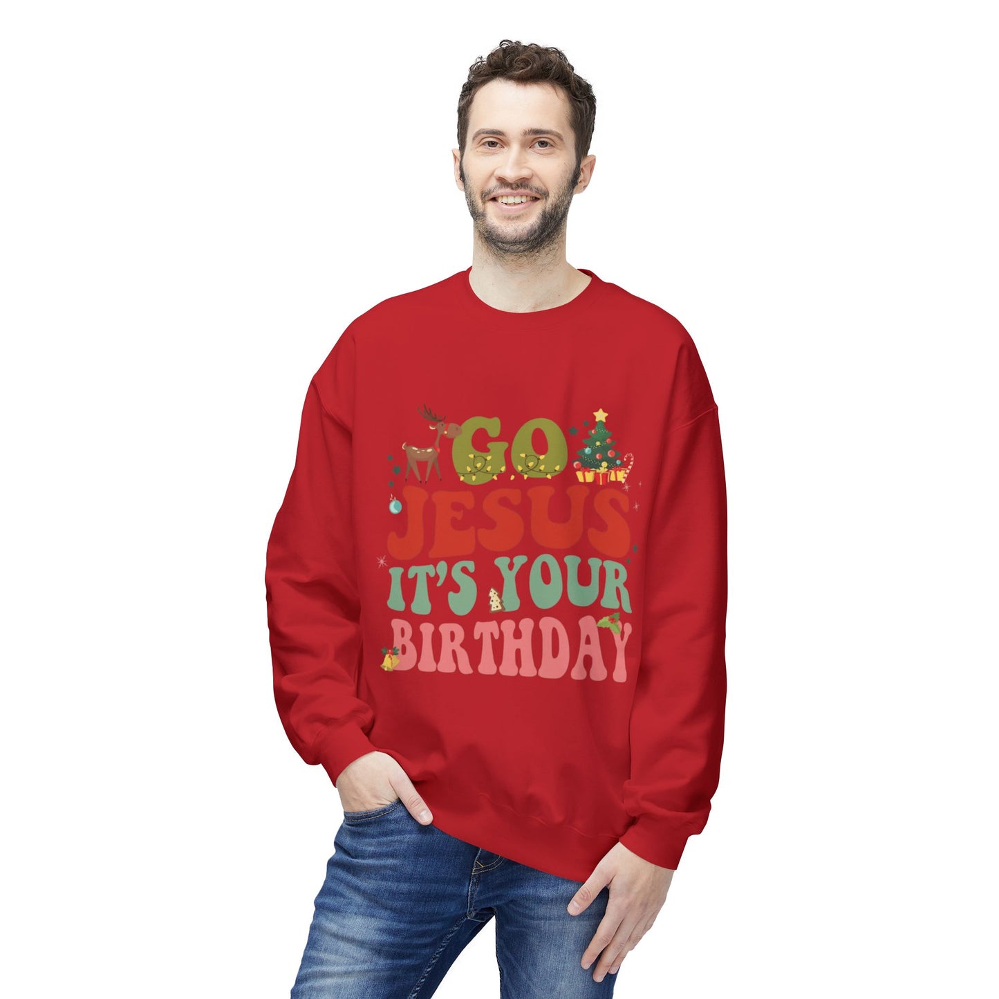 Festive Holiday Designs Go Jesus It’s Your Birthday Christmas Sweatshirt