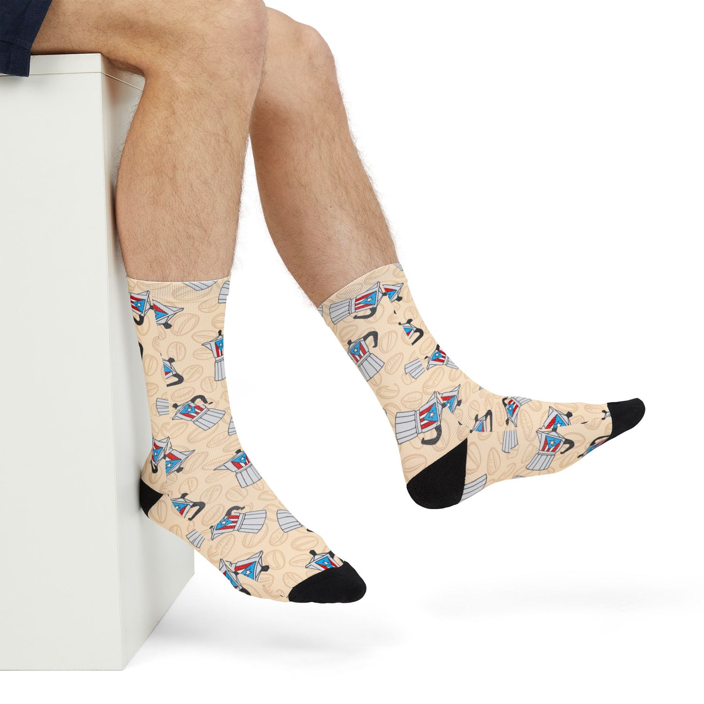 Coffee Moka Pot Crew Socks — Cute Espresso Patterned Sublimation Socks