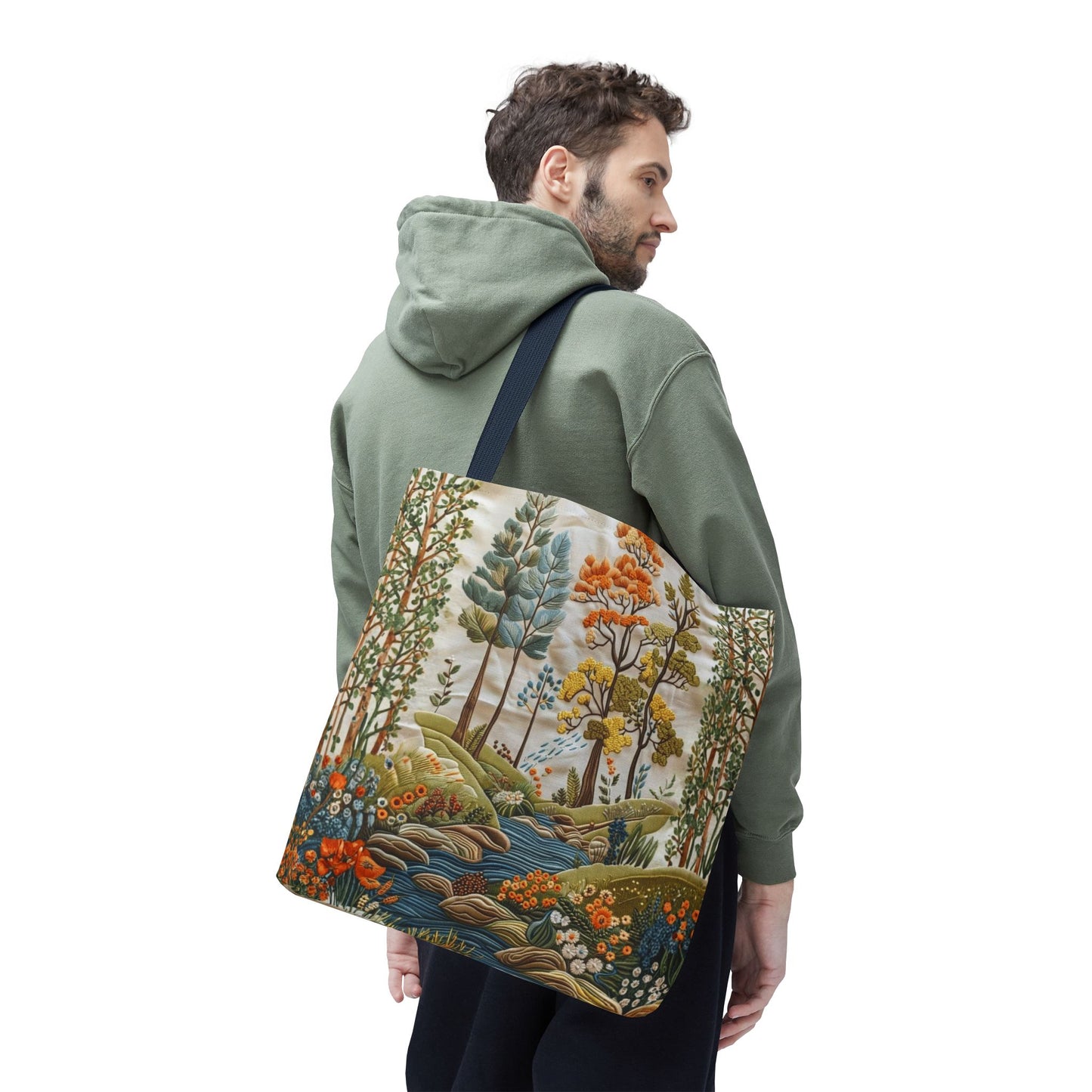 Scenic Meadow Tote Crochet-Decorated Tote Bags