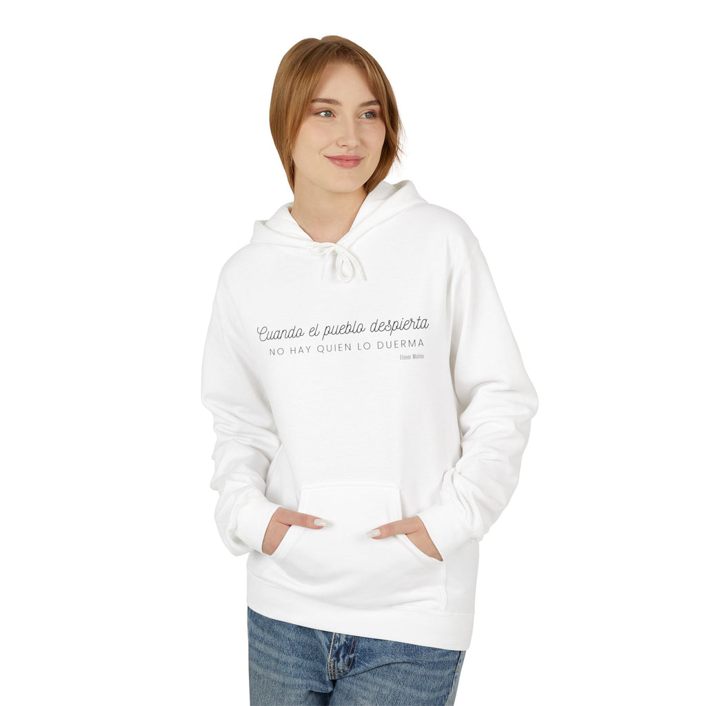 White Hoodie - "Caminas a pa'la desporta" Minimal Script Pullover