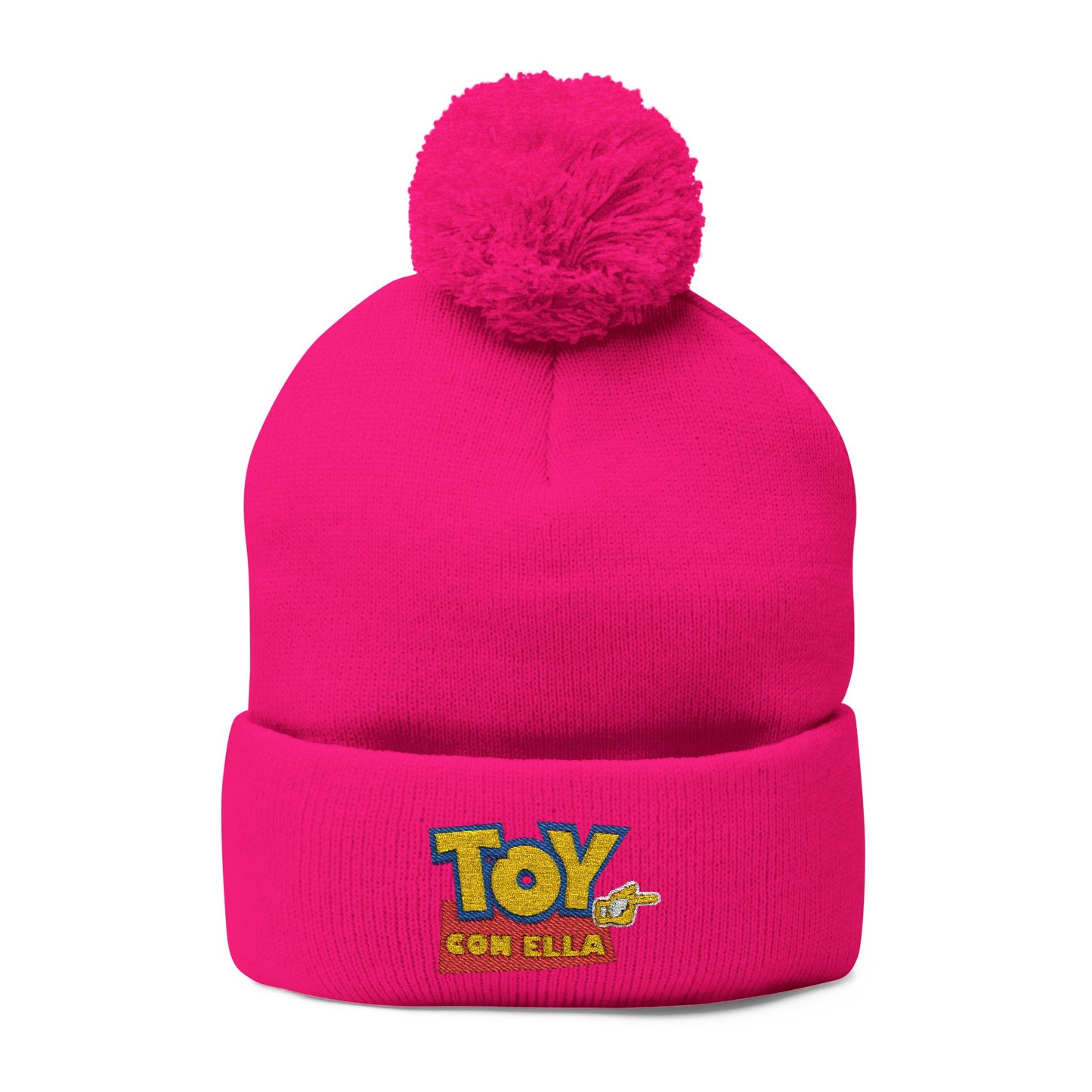 Toy Story Embroidered Pom-Pom Knit Cap Humor Cuffed Beanie – Warm, Soft & Sassy Winter Hat