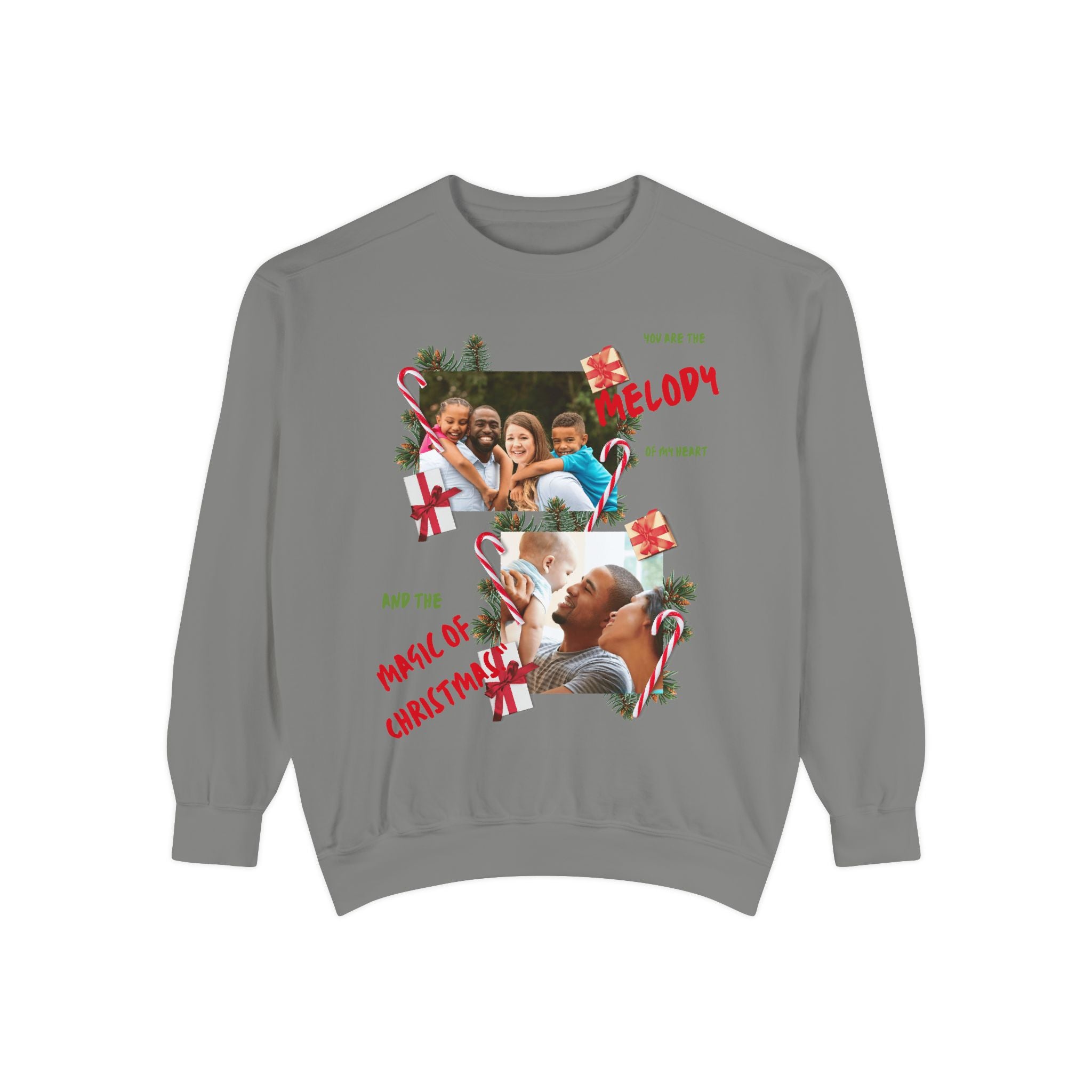 Personalized Christmas Photo Sweatshirt – “You Are the Melody” Holiday Crewneck