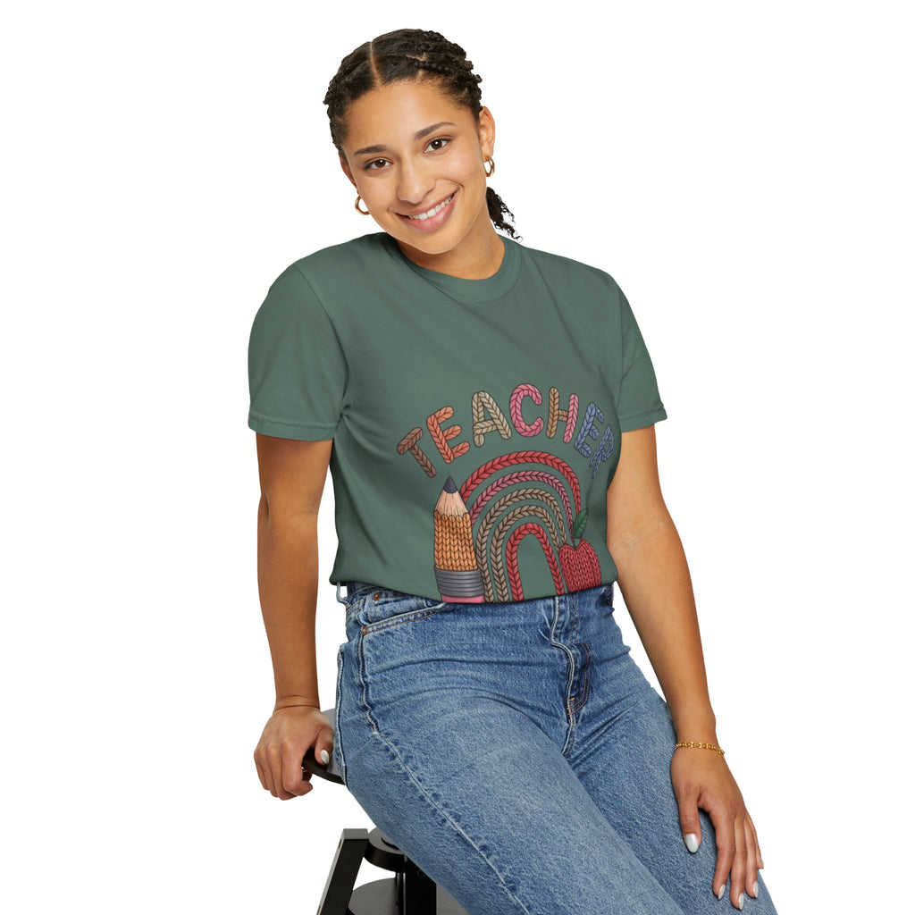 Teacher Rainbow Pencil & Apple T-Shirt — Back-to-School Gift for Educators