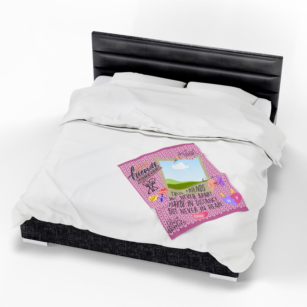 Friends Forever Velveteen Plush Blanket – "True Friends Are Never Apart" Cozy Keepsake for Besties