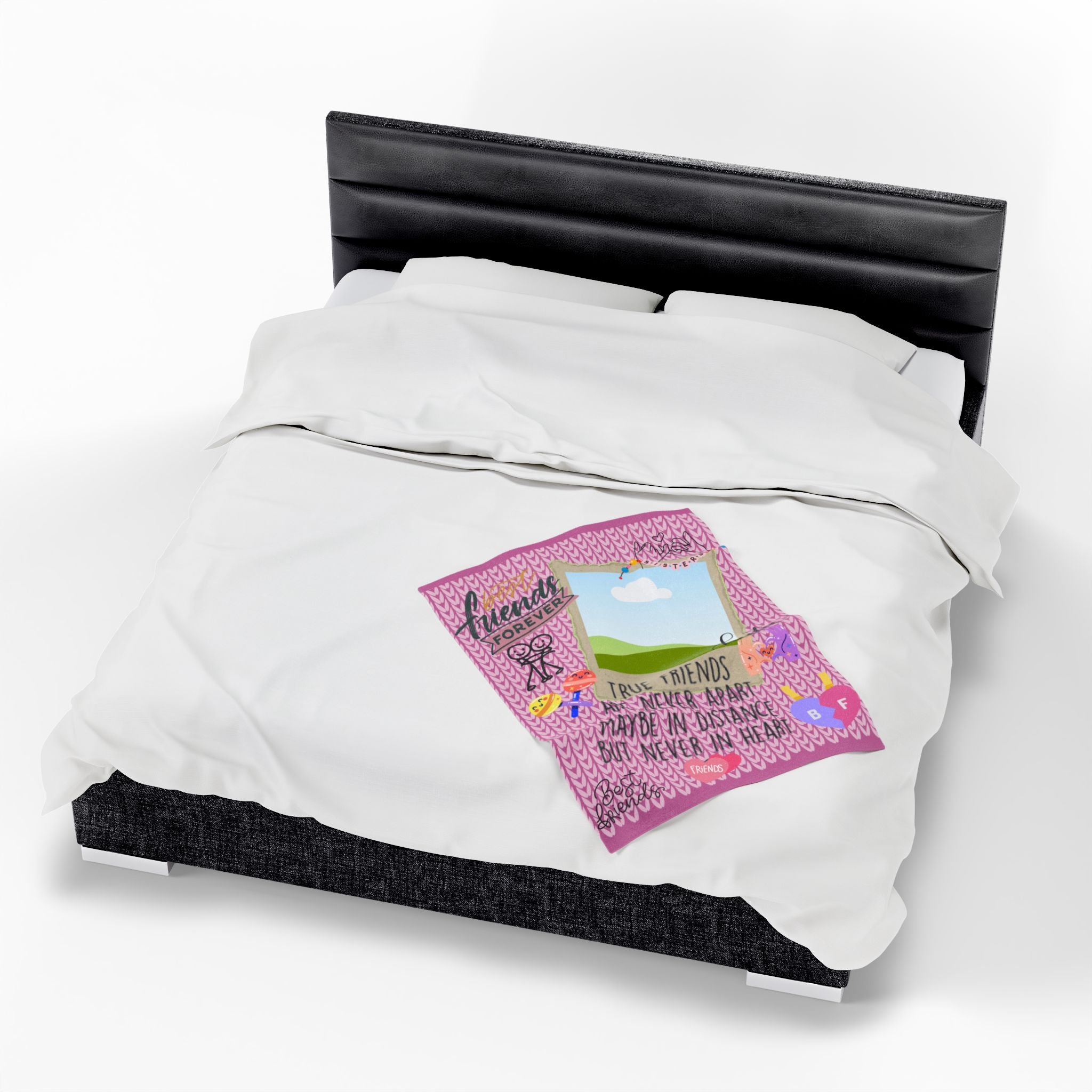 Friends Forever Velveteen Plush Blanket – "True Friends Are Never Apart" Cozy Keepsake for Besties