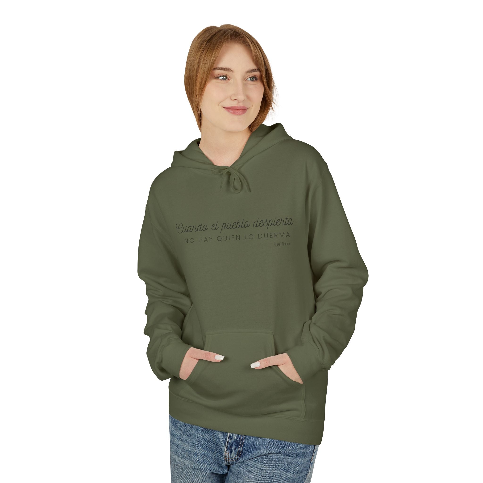 White Hoodie - "Caminas a pa'la desporta" Minimal Script Pullover