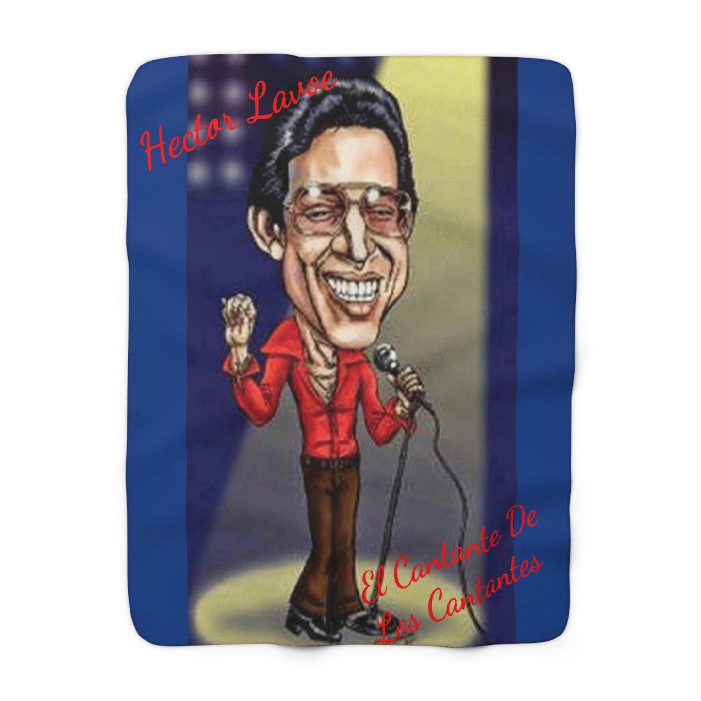 Sherpa Blanket – 'Hector Lavoe El Cantante De Los Cantantes' Caricature Fleece Throw Puerto Rico