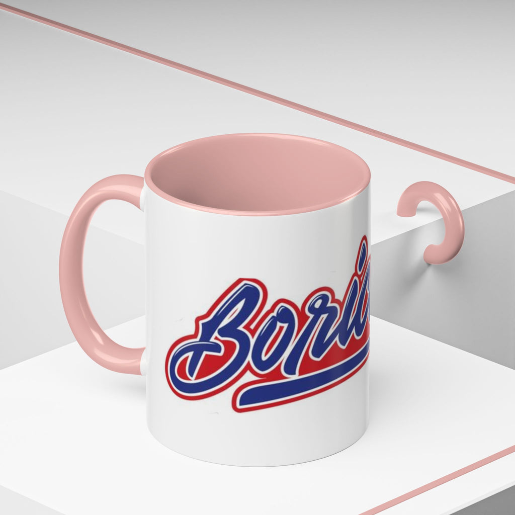 Puerto Rico Script Accent Coffee Mug — Retro Red & Blue 'Boricua' Design (11/15oz)
