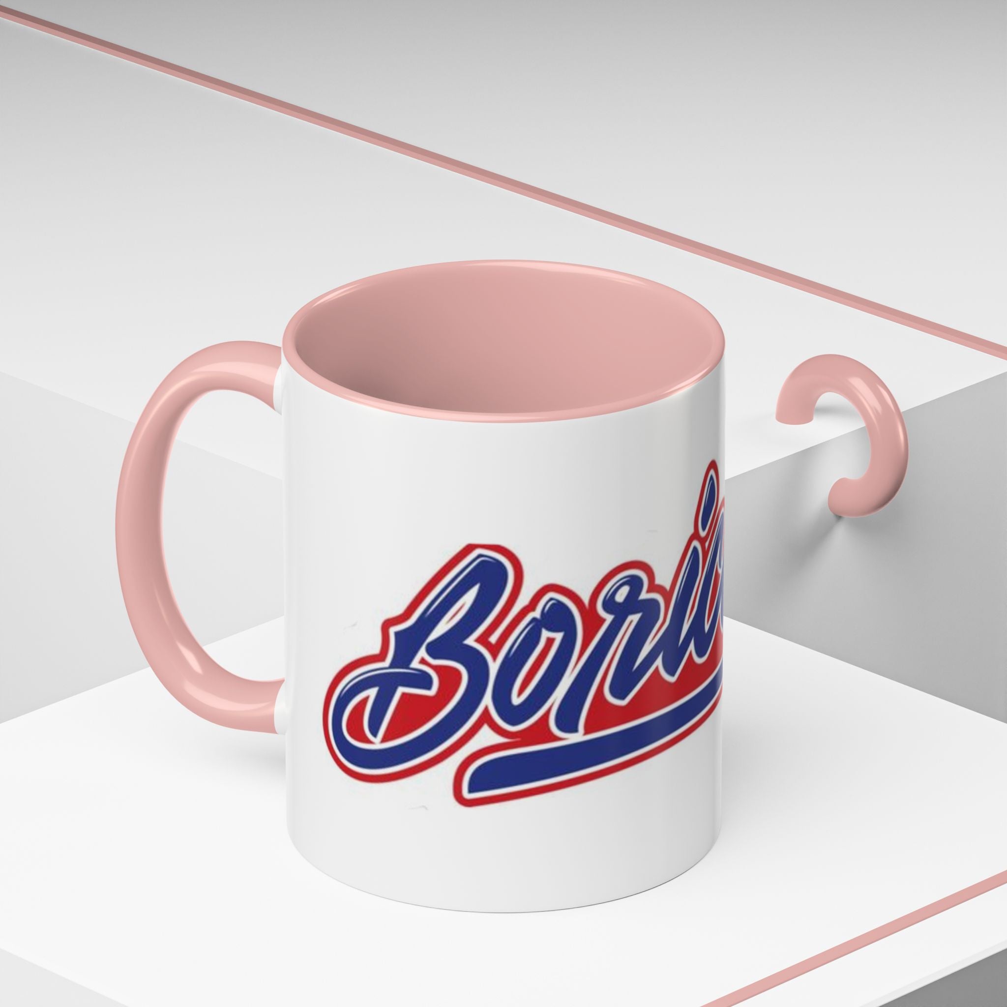Puerto Rico Script Accent Coffee Mug — Retro Red & Blue 'Boricua' Design (11/15oz)