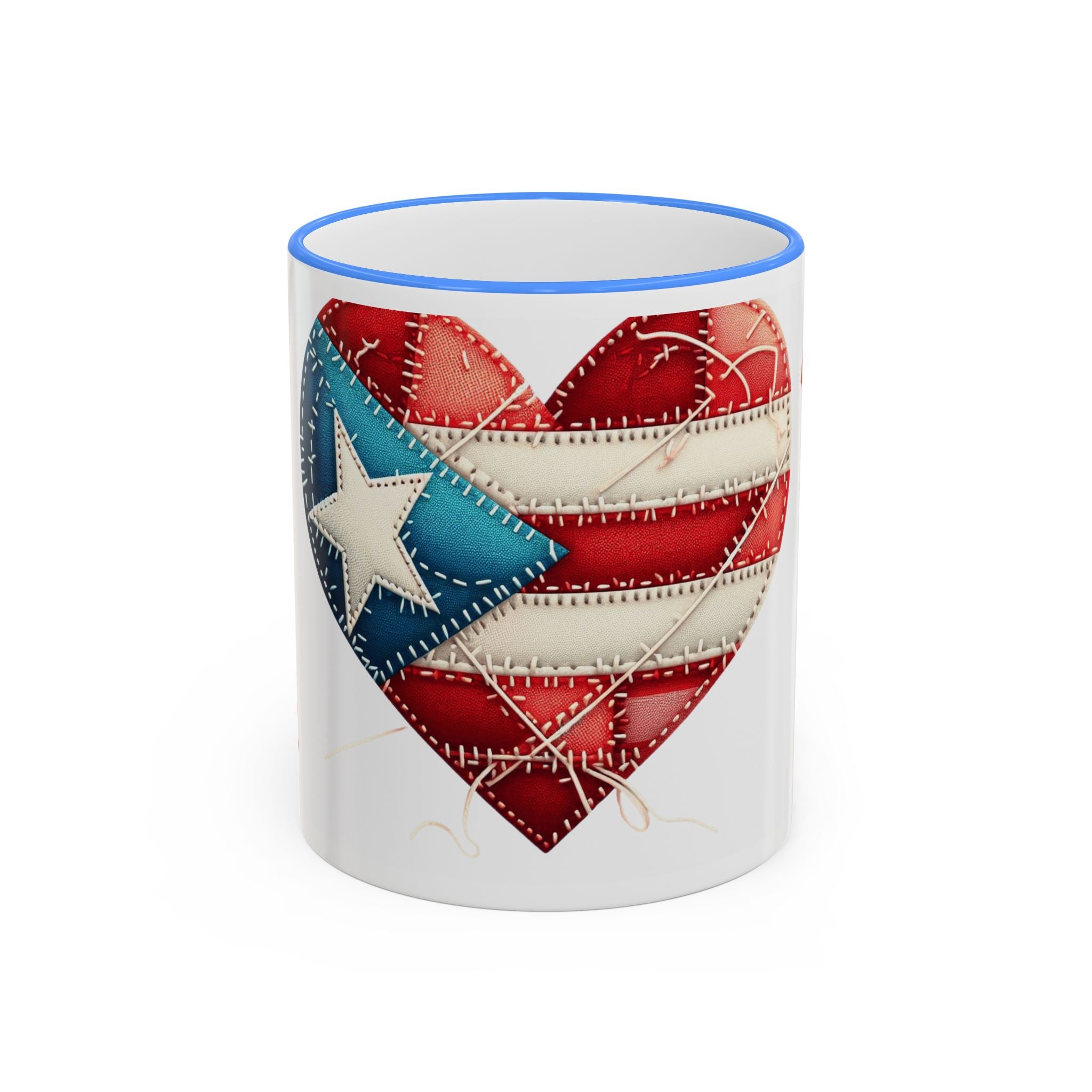 Puerto Rico Flag Heart Accent Rim Mug — Patriotic Coffee Cup (11oz/15oz)