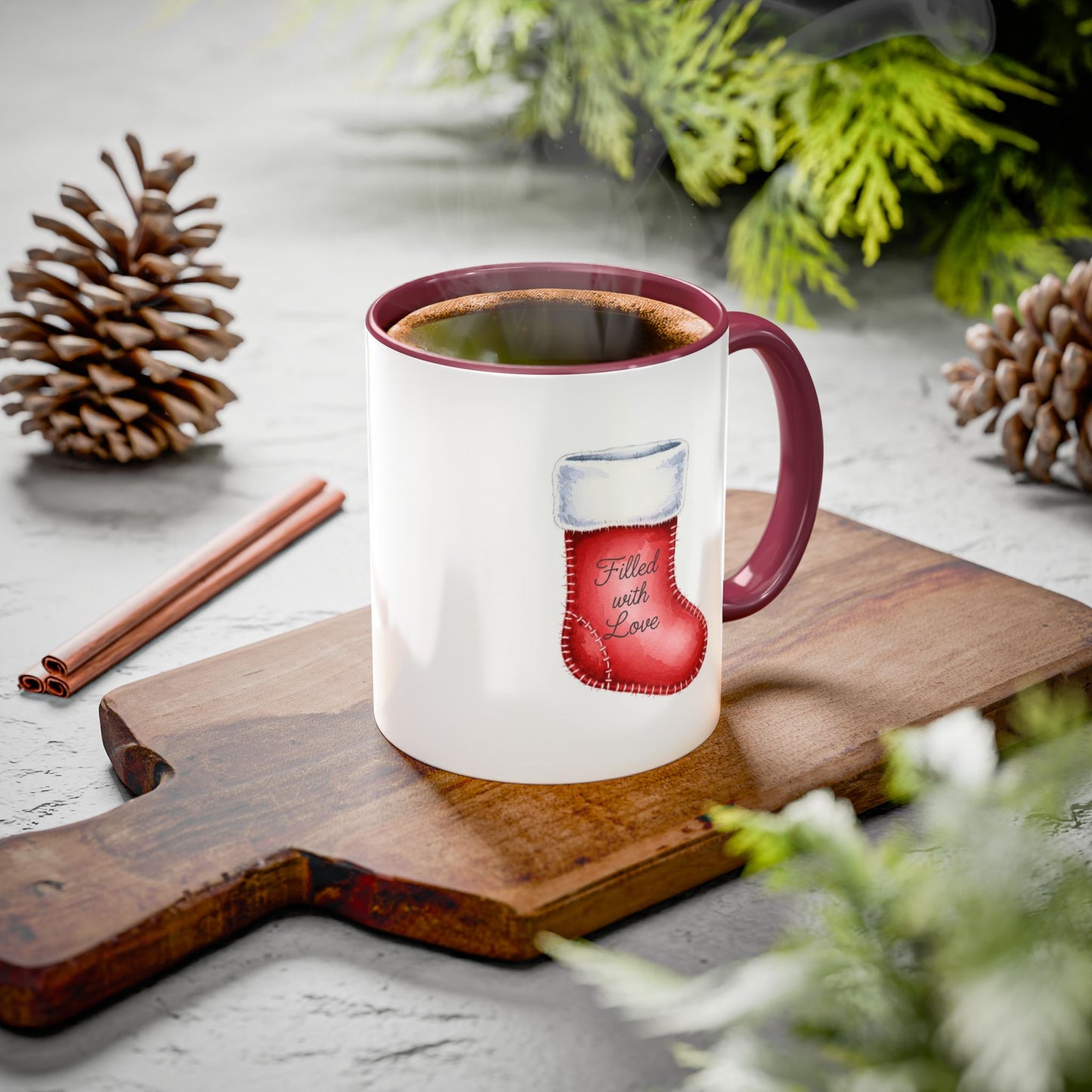 Holiday Mugs Christmas Gift Ideas Hot Cocoa & Coffee Cup Designs Filled with Love - Colorful 11oz & 15oz