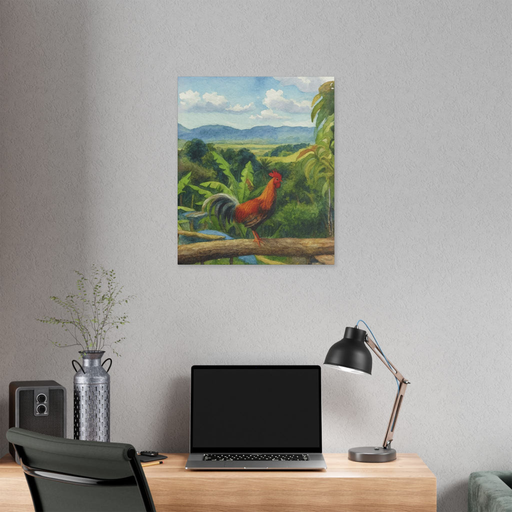 These Puerto Rico inspired Rooster Morning Landscape Canvas