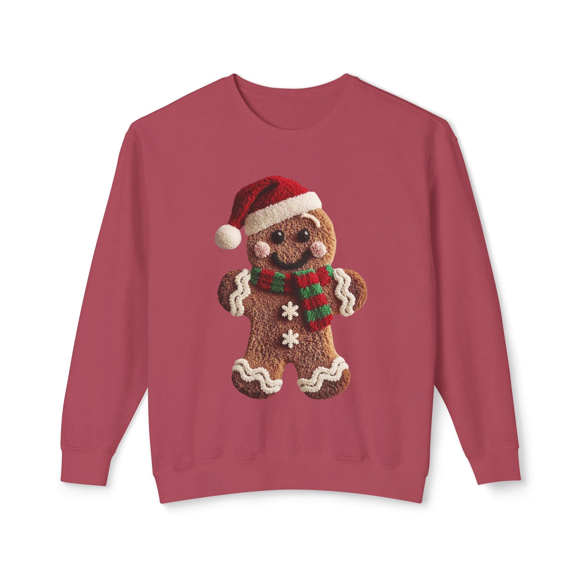 Gingerbread Cookie Christmas Sweatshirt – Cute Santa Hat & Scarf Holiday Crewneck