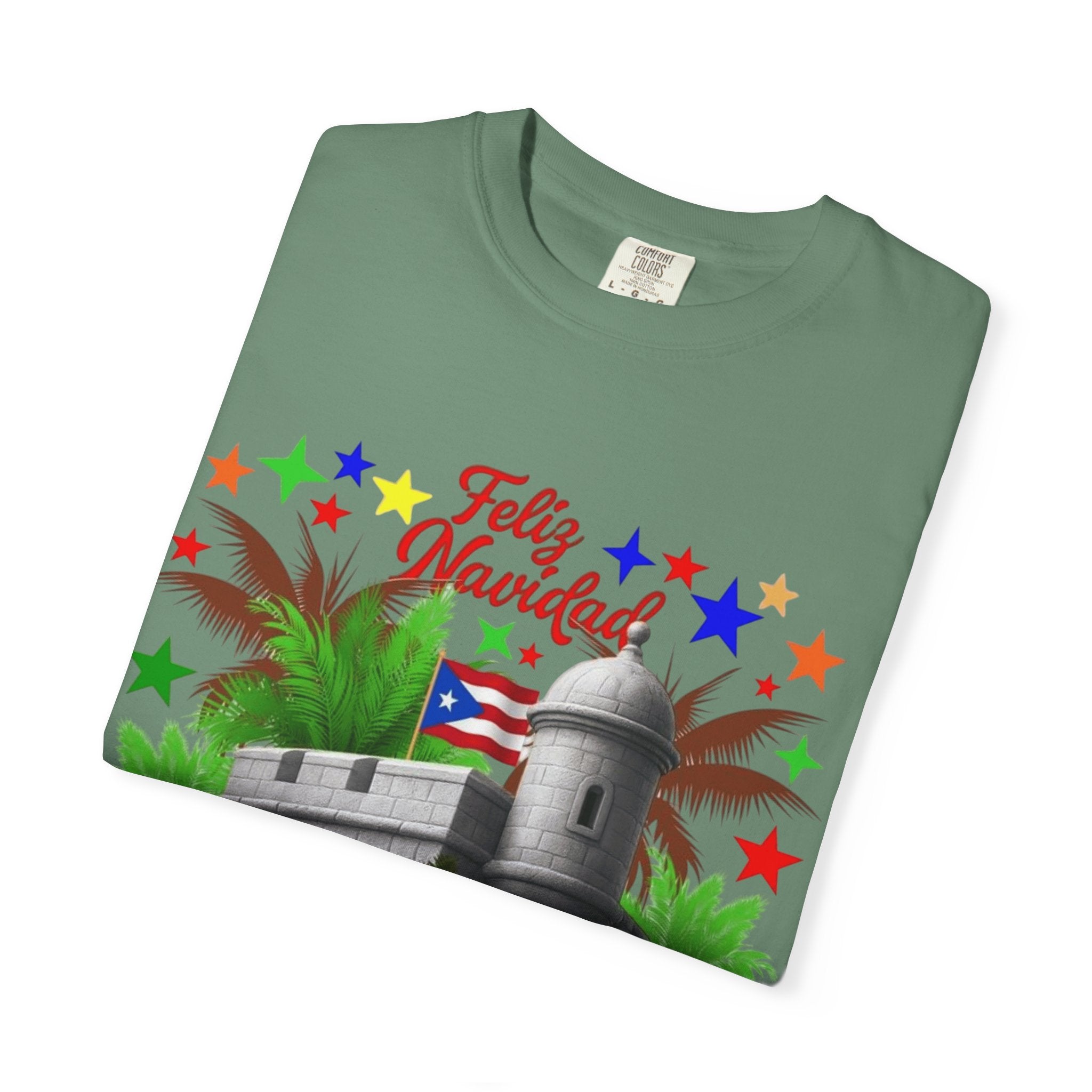 Feliz Navidad Puerto Rico T-Shirt  Castillo & Coquí Holiday Tee Puerto Rico Navidades