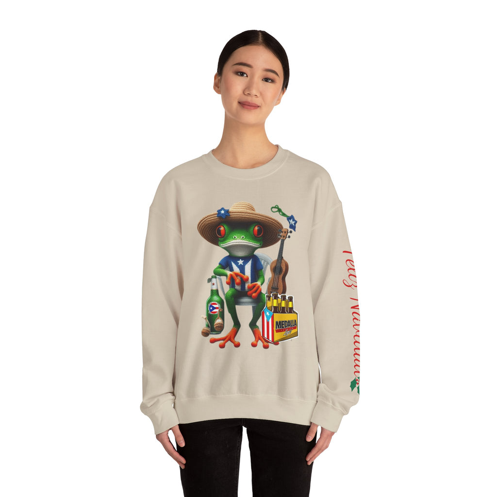 Frog Coqui Crewneck Sweatshirt – Coquito y Medalla Puerto Rican Vibes