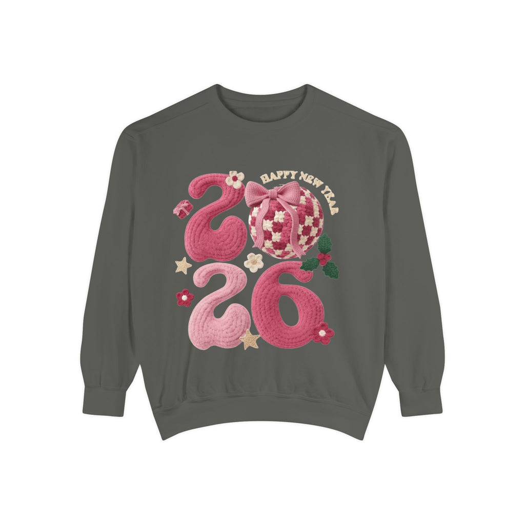 Happy New Year 2026 Sweater  Pink Festive Graphic Sweatshirt