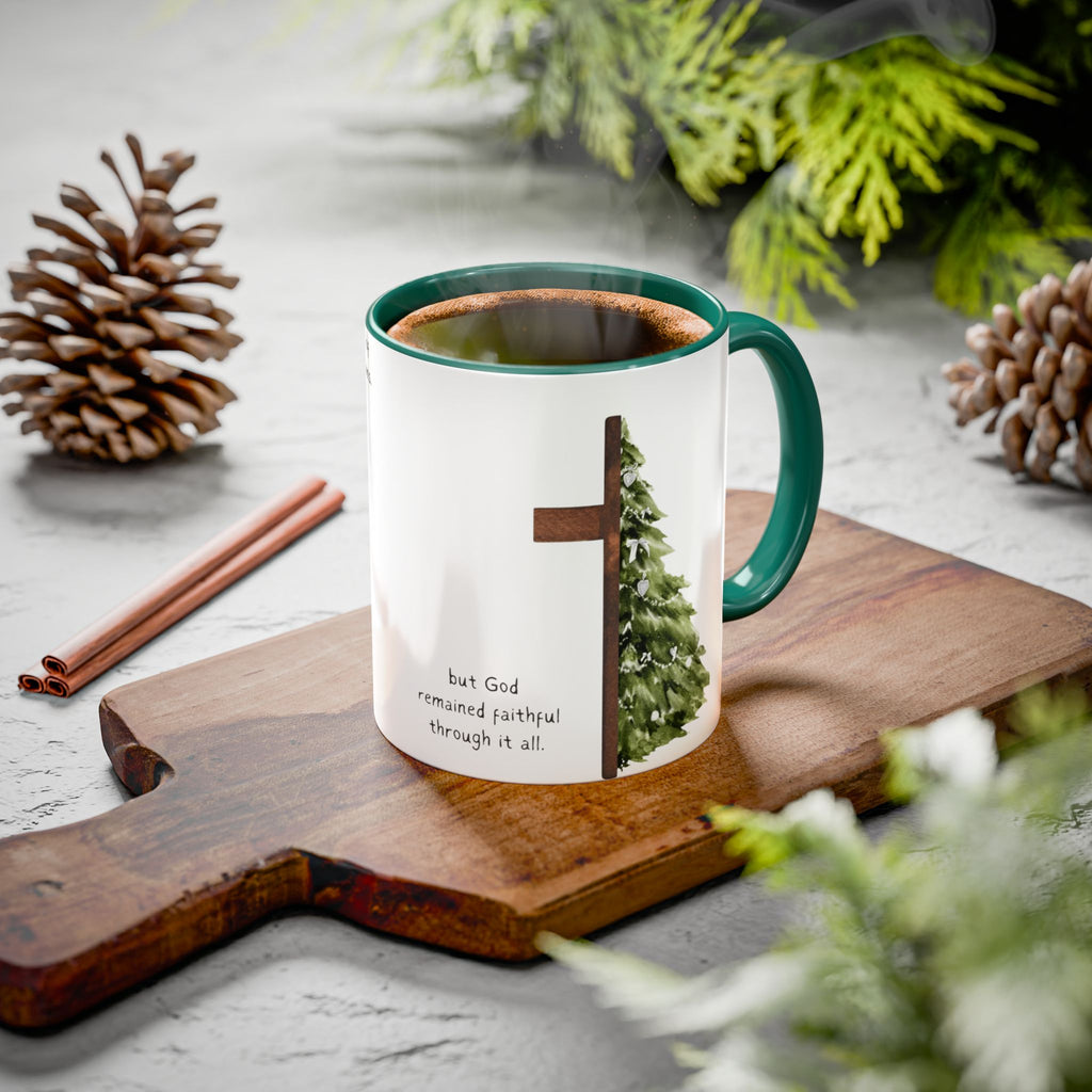 Christian Cross & Pine Tree Mug — Faith Reminder Coffee Cup (11oz/15oz)