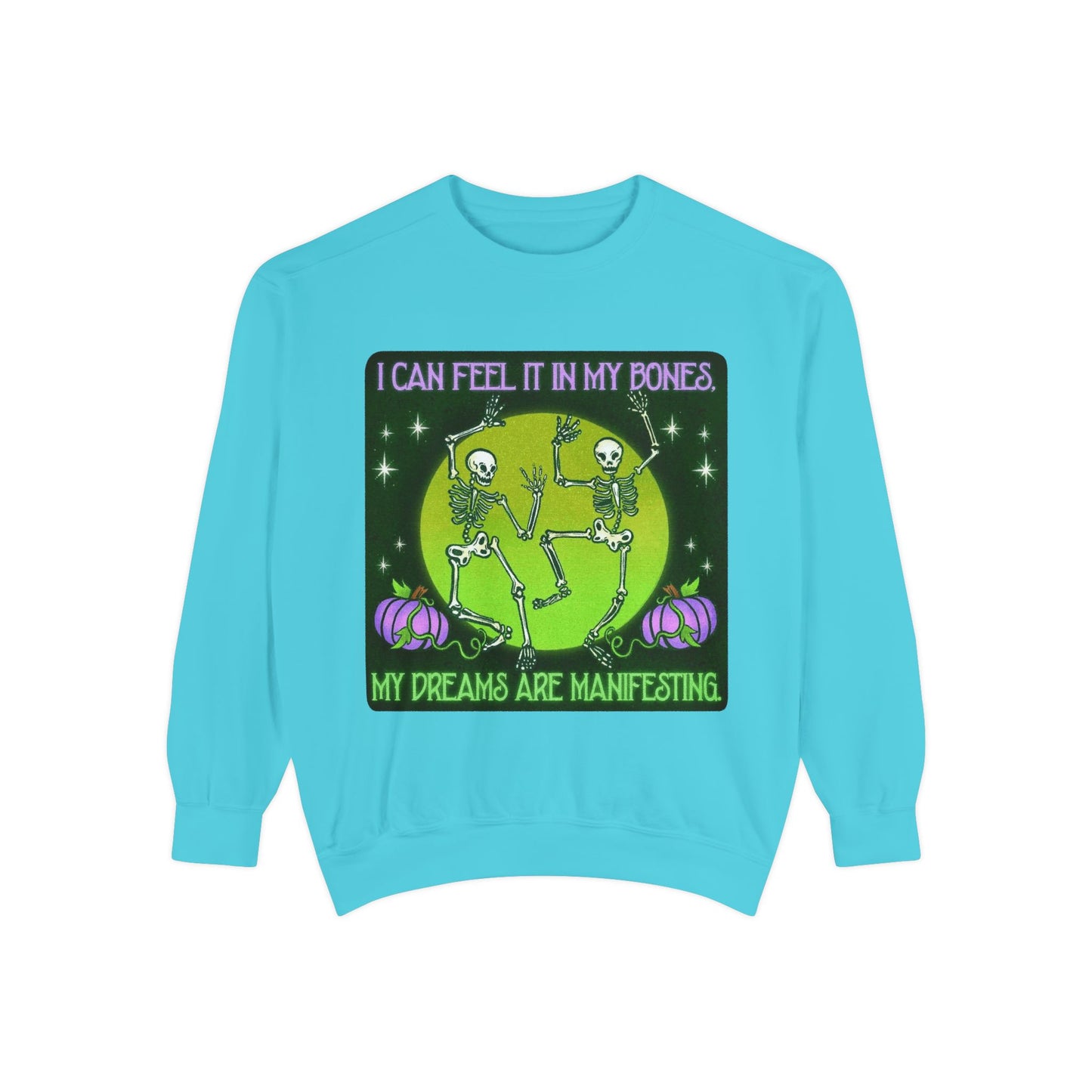 Spooky Manifesting Sweatshirt, Unisex Skeleton Pullover, Halloween Apparel, Cozy Fall Fashion, Casual Trendy Top, Unique Gift