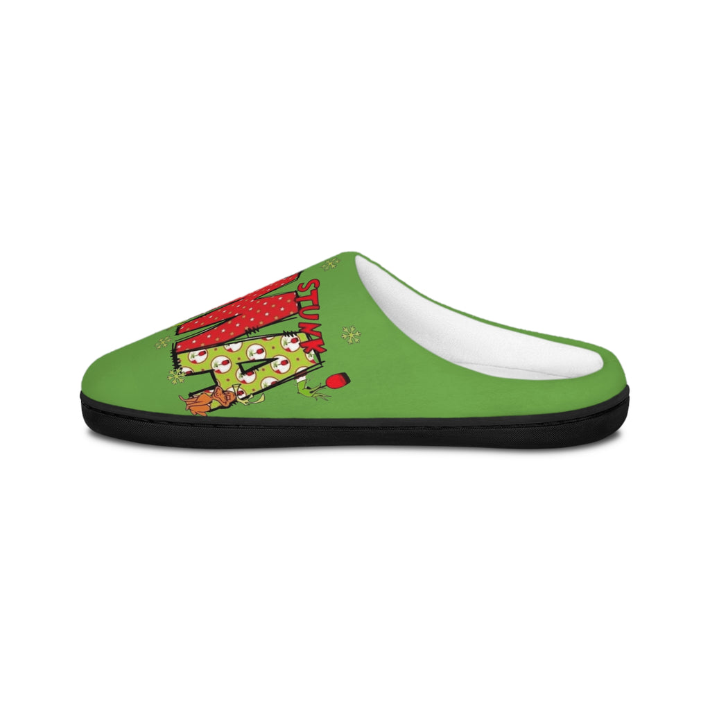WOMAN Holiday Slippers — Green 'Team Mom Santa' Cozy Indoor House Shoes