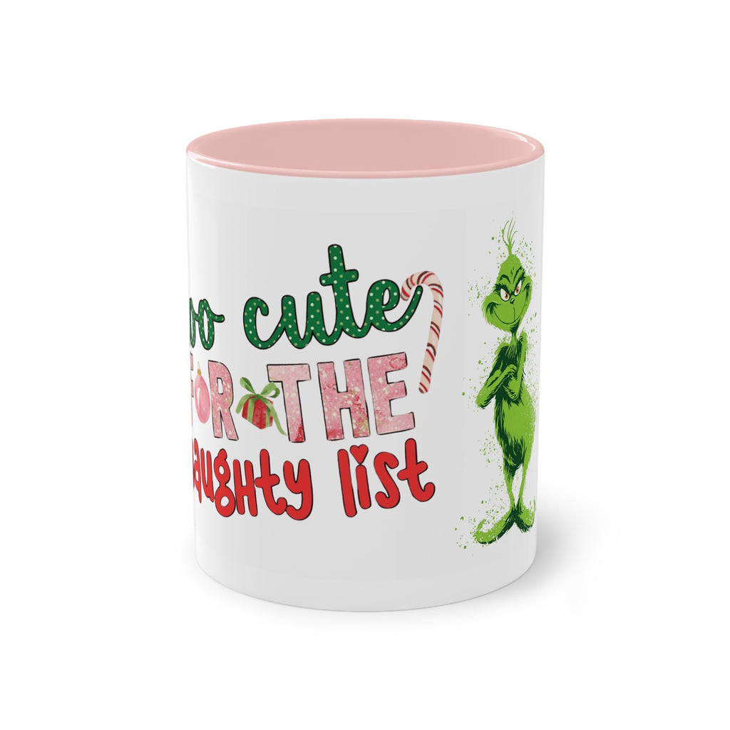 Cute Grinch Two-Tone Coffee Mug - Perfect for Holiday Cheer! Christmas Mugs Collection