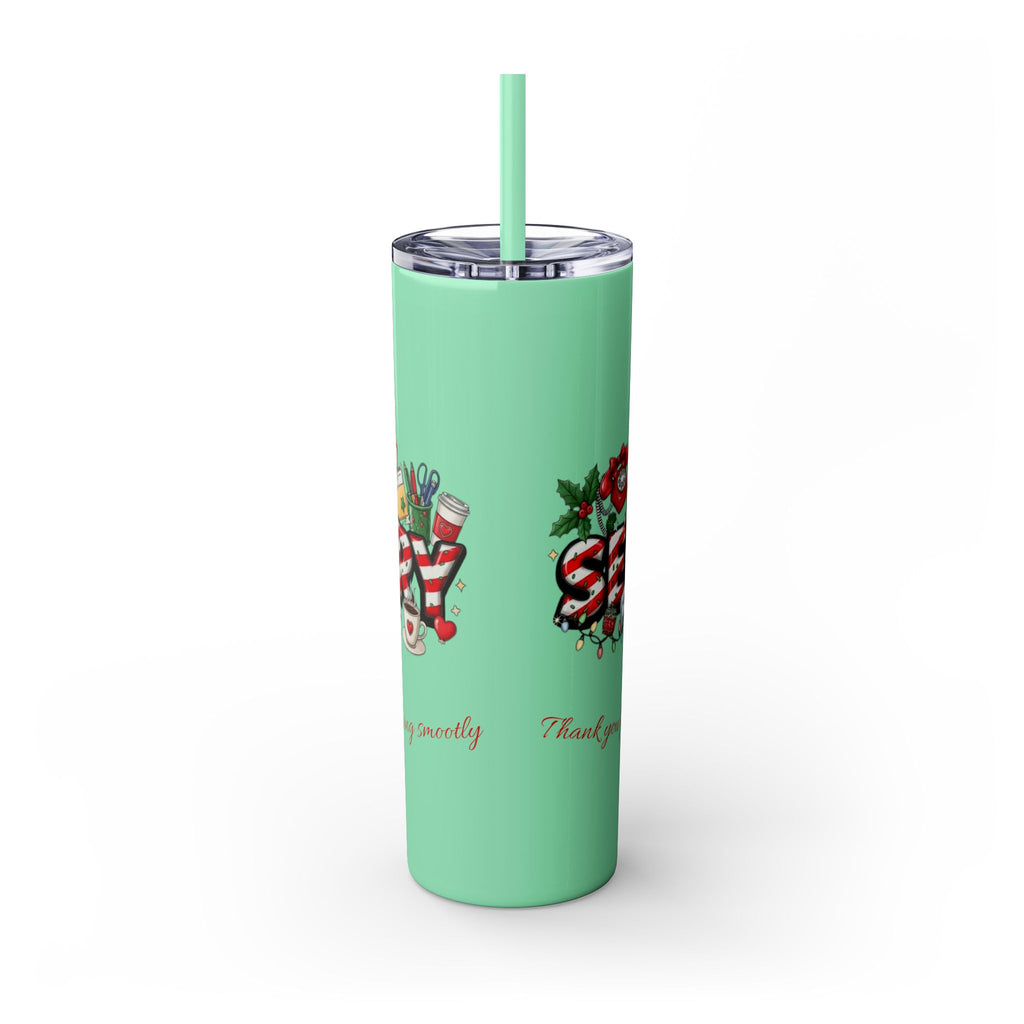 Christmas mug for the office team who keeps everything running smoothly. Candy Cane Christmas Office Secret Santa Design, 20oz with Straw
