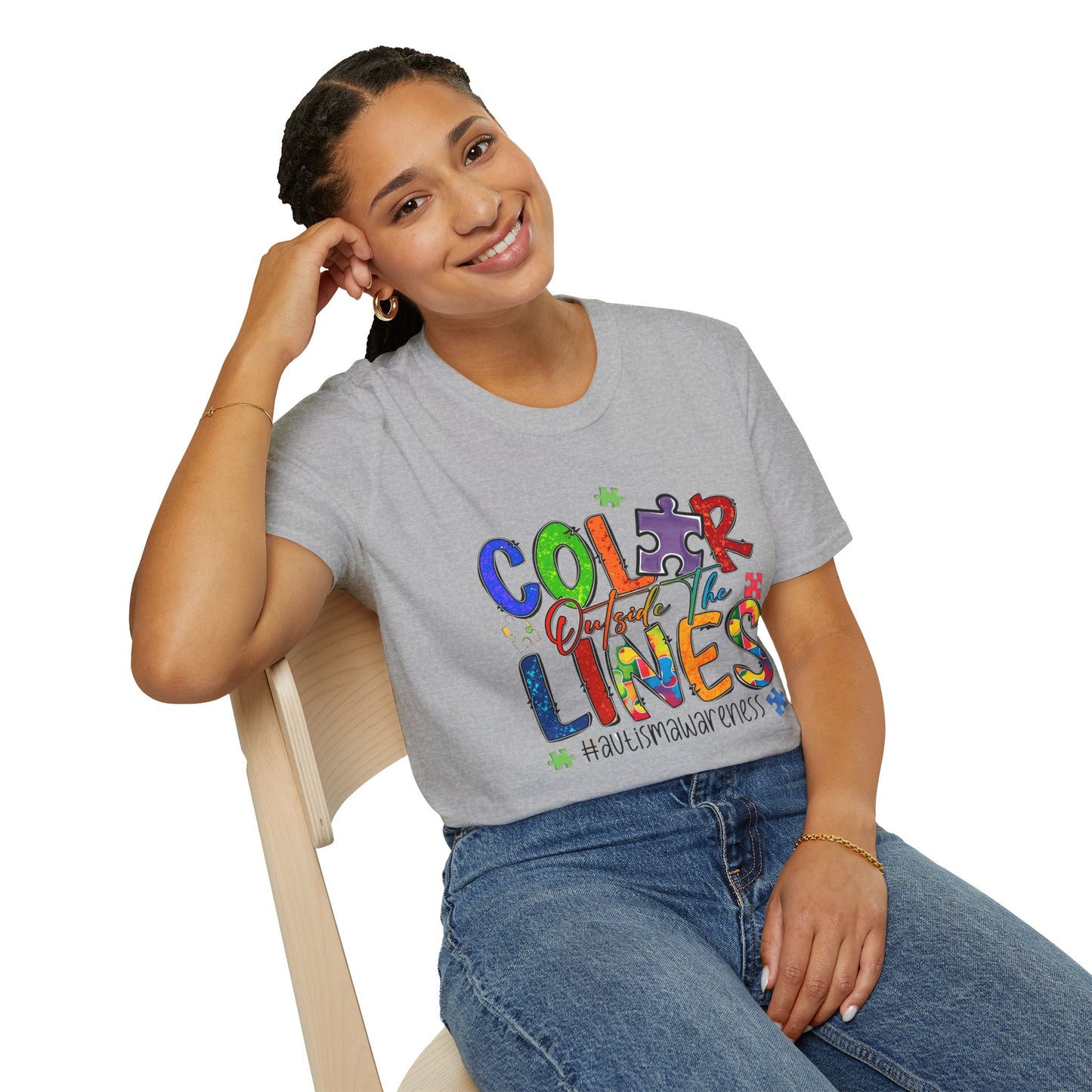 Color Outside the Lines Unisex T-Shirt for Autism Awareness
