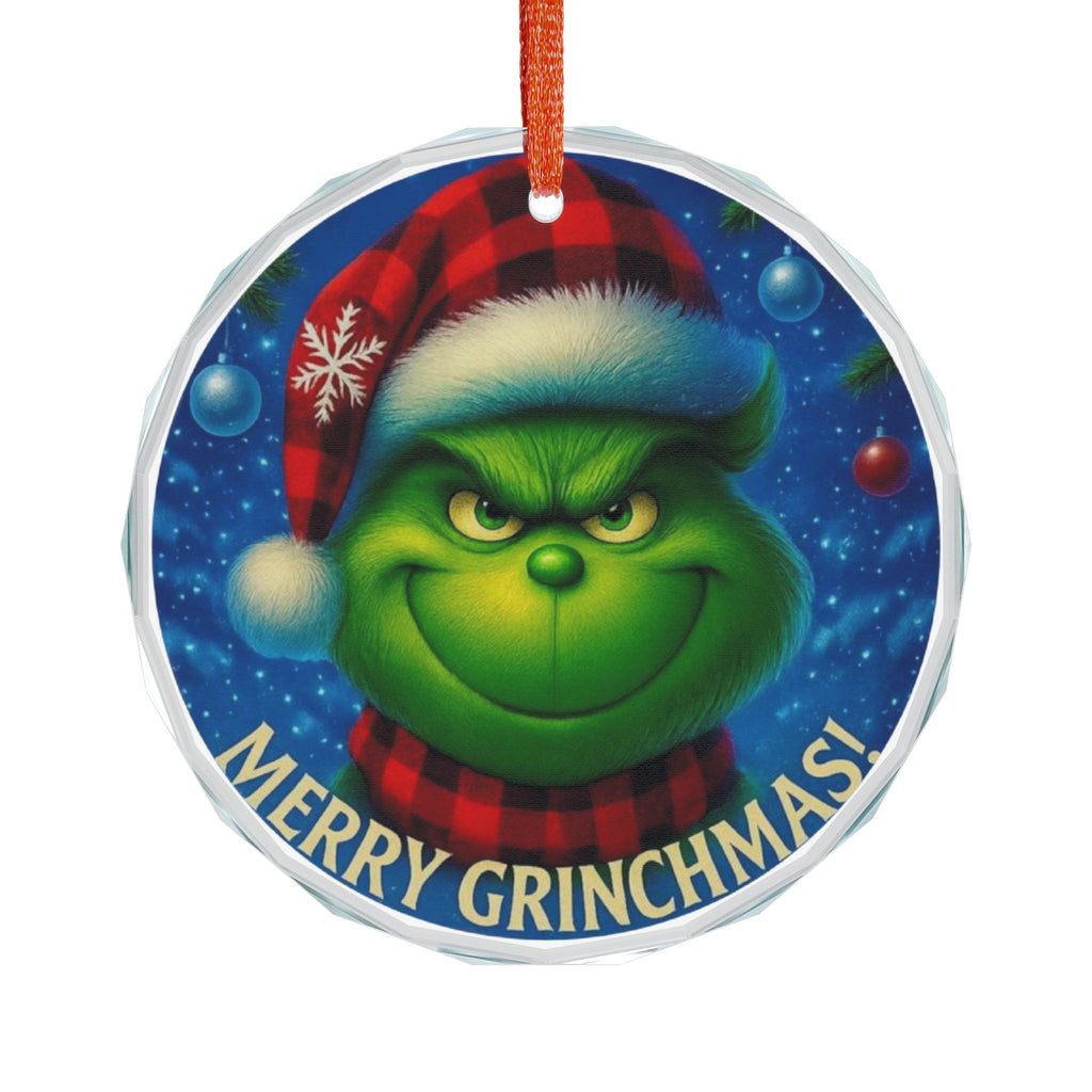 Grinch Heart Glass Ornament - Festive Holiday Decor
