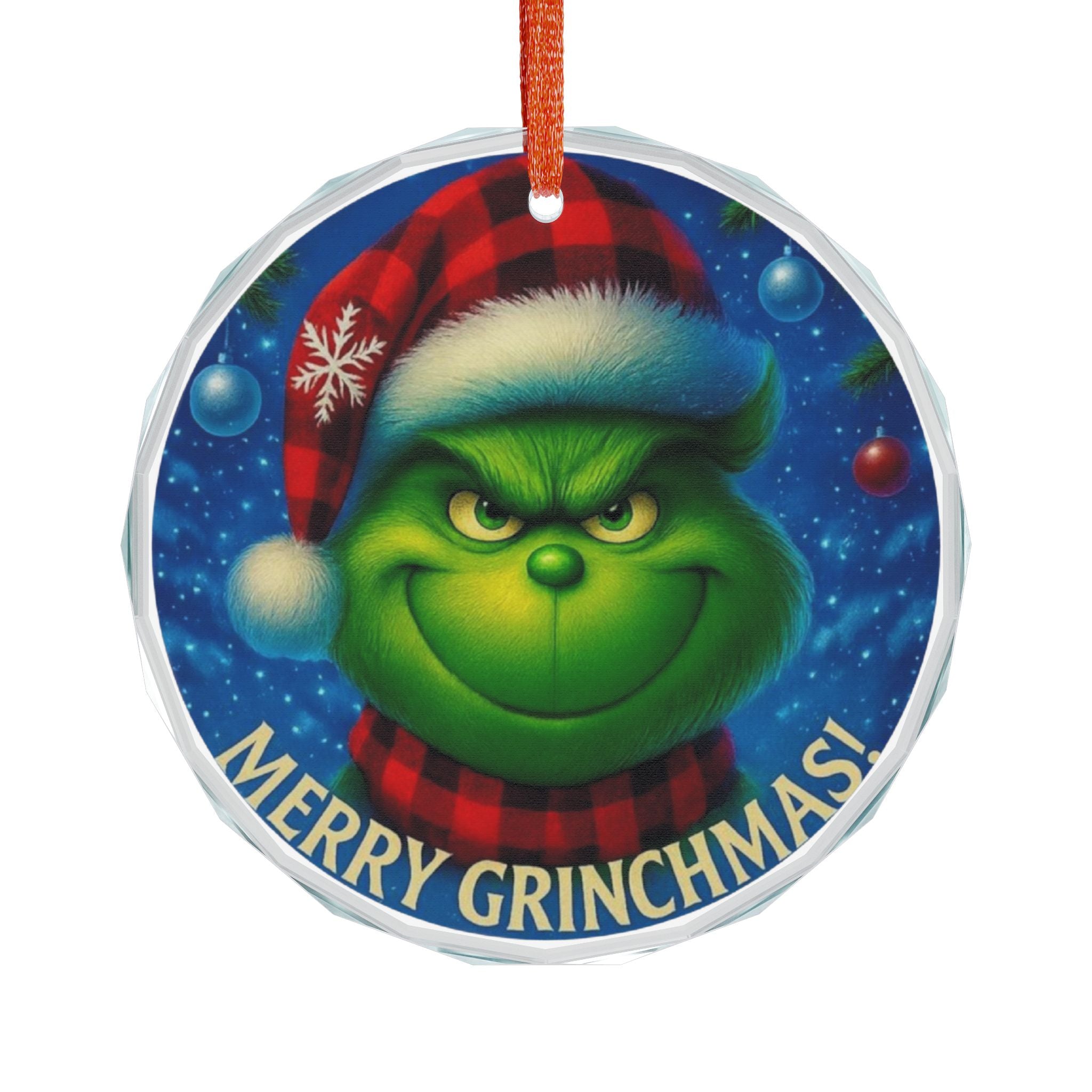 Grinch Heart Glass Ornament - Festive Holiday Decor