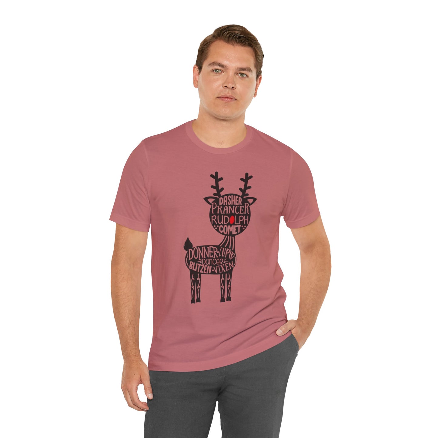 Christmas Reindeer Graphic Tee - Unisex Jersey Short Sleeve Shirt