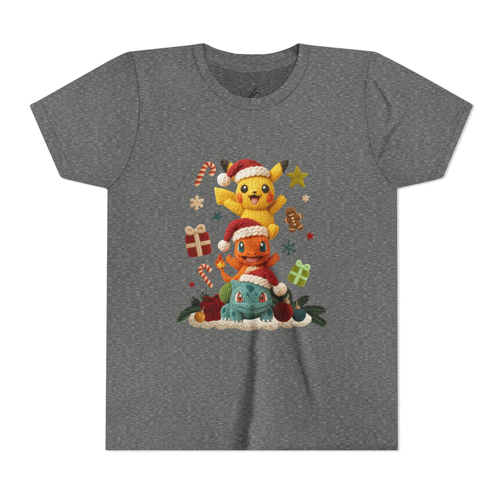 Kids Holiday Tee  Cute Stacked cartoon Characters Christmas Design