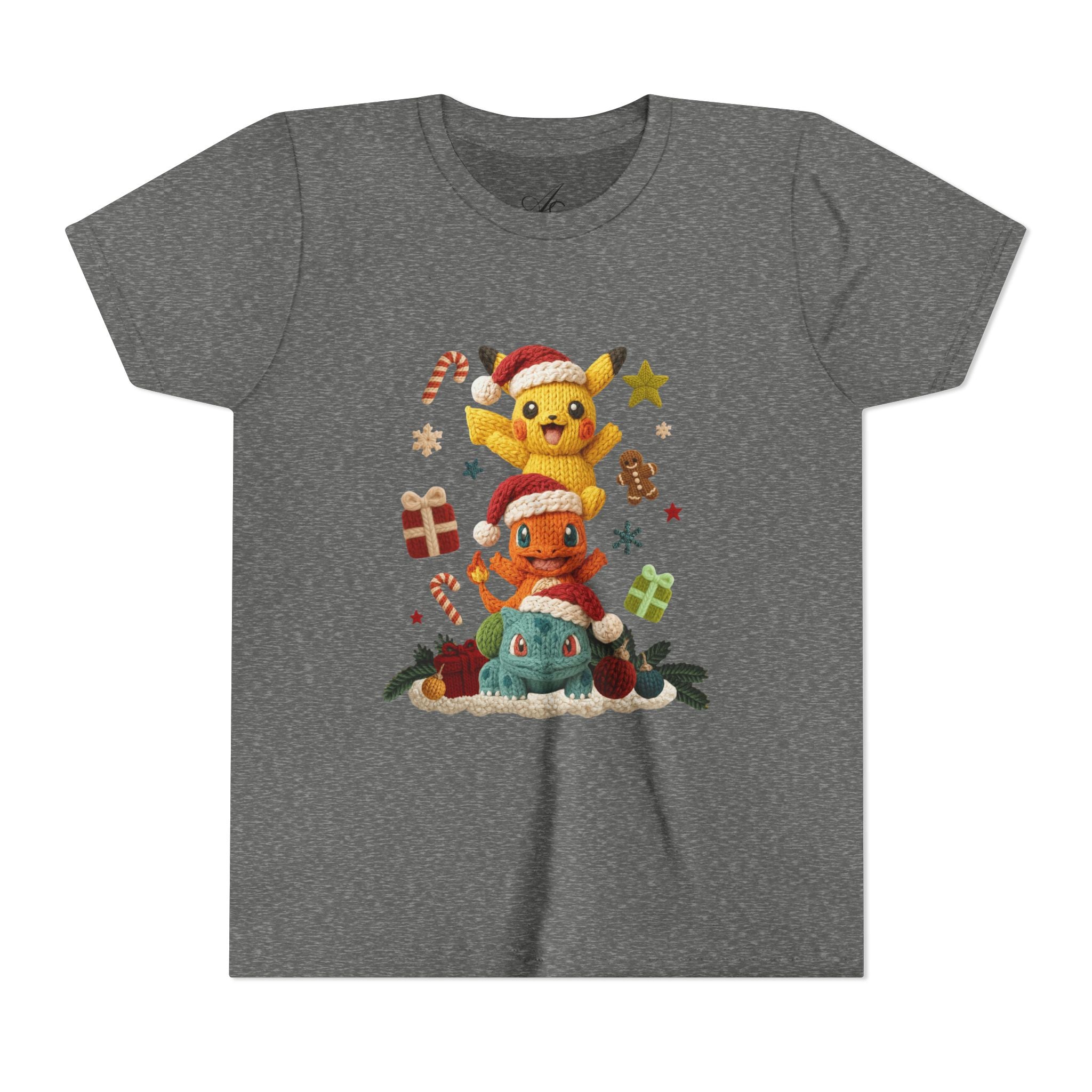 Kids Holiday Tee  Cute Stacked cartoon Characters Christmas Design