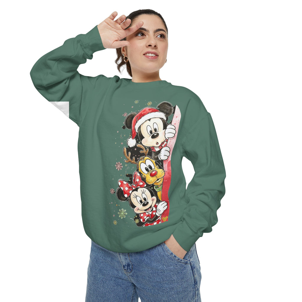 Christmas Disney Characters Sweatshirt  Mickey, Minnie & Pluto Holiday Crew Cartoon Christmas T-shirts and Sweaters