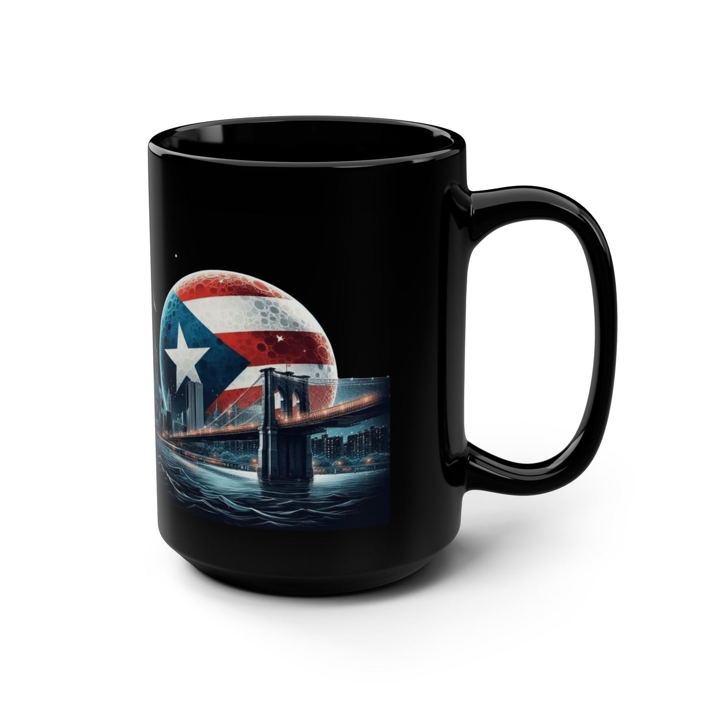 Viva Puerto Rico Puerto Rican Flag Mug Patriotic Black Mug, 15oz