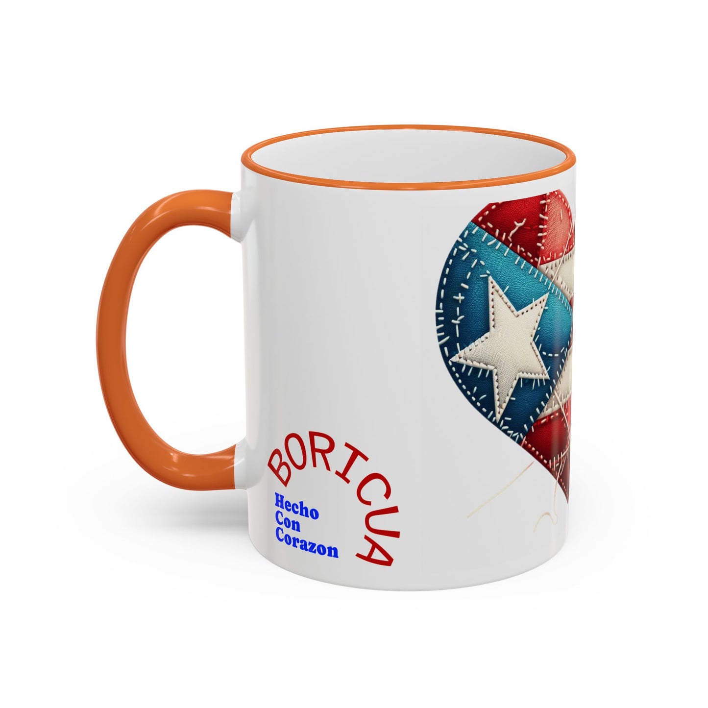 Puerto Rico Flag Heart Accent Rim Mug — Patriotic Coffee Cup (11oz/15oz)