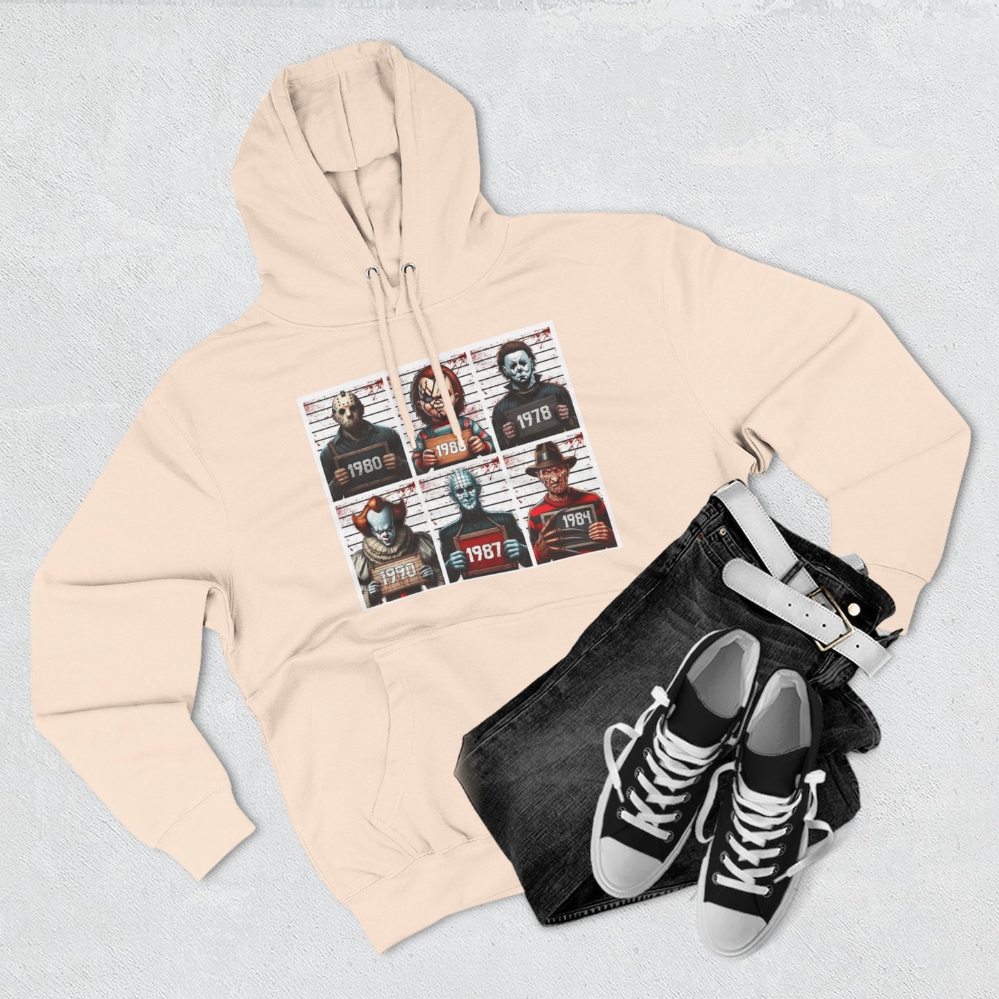 Spooky Vibes Only Halloween Sweater Retro Horror Movie Three-Panel Fleece Hoodie, Halloween Gift, Cozy Sweatshirt, Movie Lover Apparel, Vintage Movie Merchandise