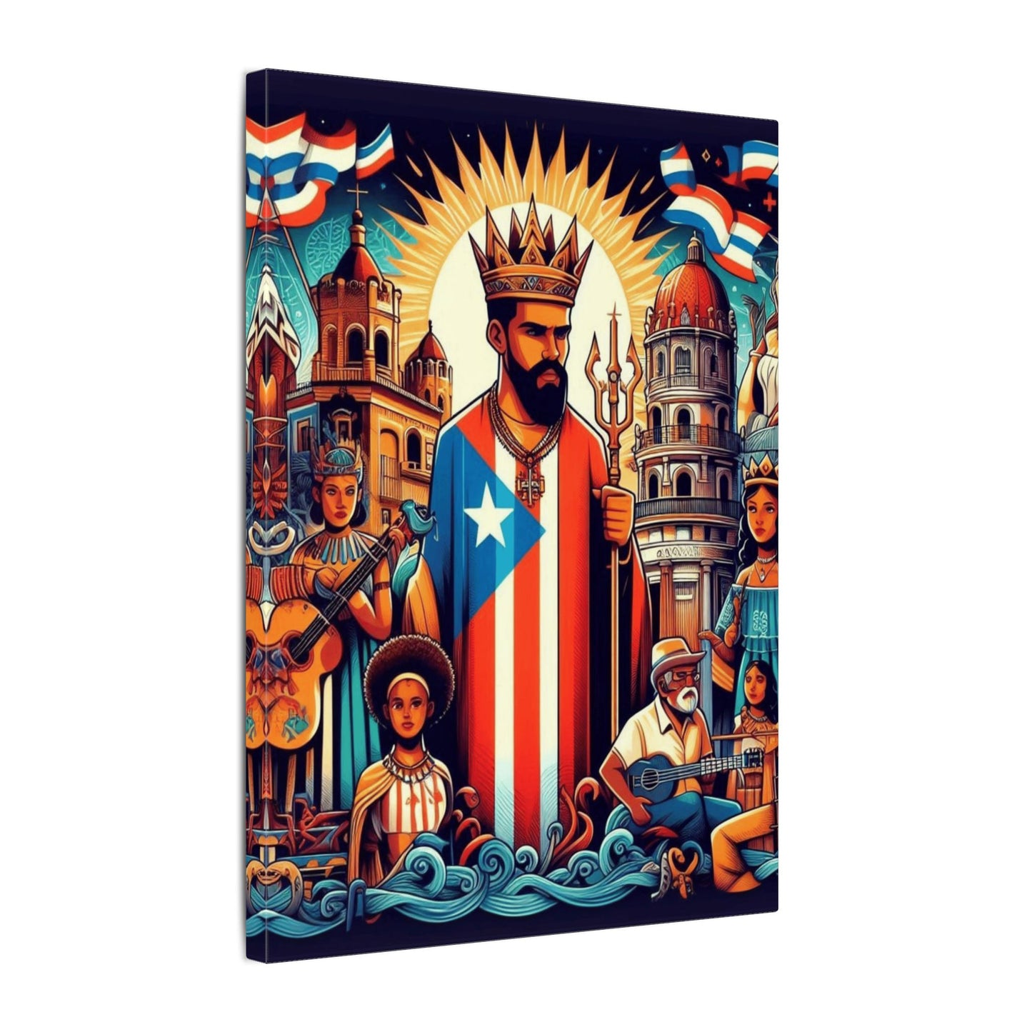 Vibrant Puerto Rican Art Canvas, Cultural Wall Decor, Celebration Decor, Unique Gift, Home Accent, Multi-Size