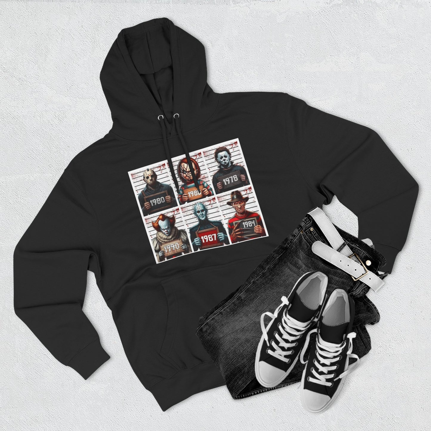 Spooky Vibes Only Halloween Sweater Retro Horror Movie Three-Panel Fleece Hoodie, Halloween Gift, Cozy Sweatshirt, Movie Lover Apparel, Vintage Movie Merchandise