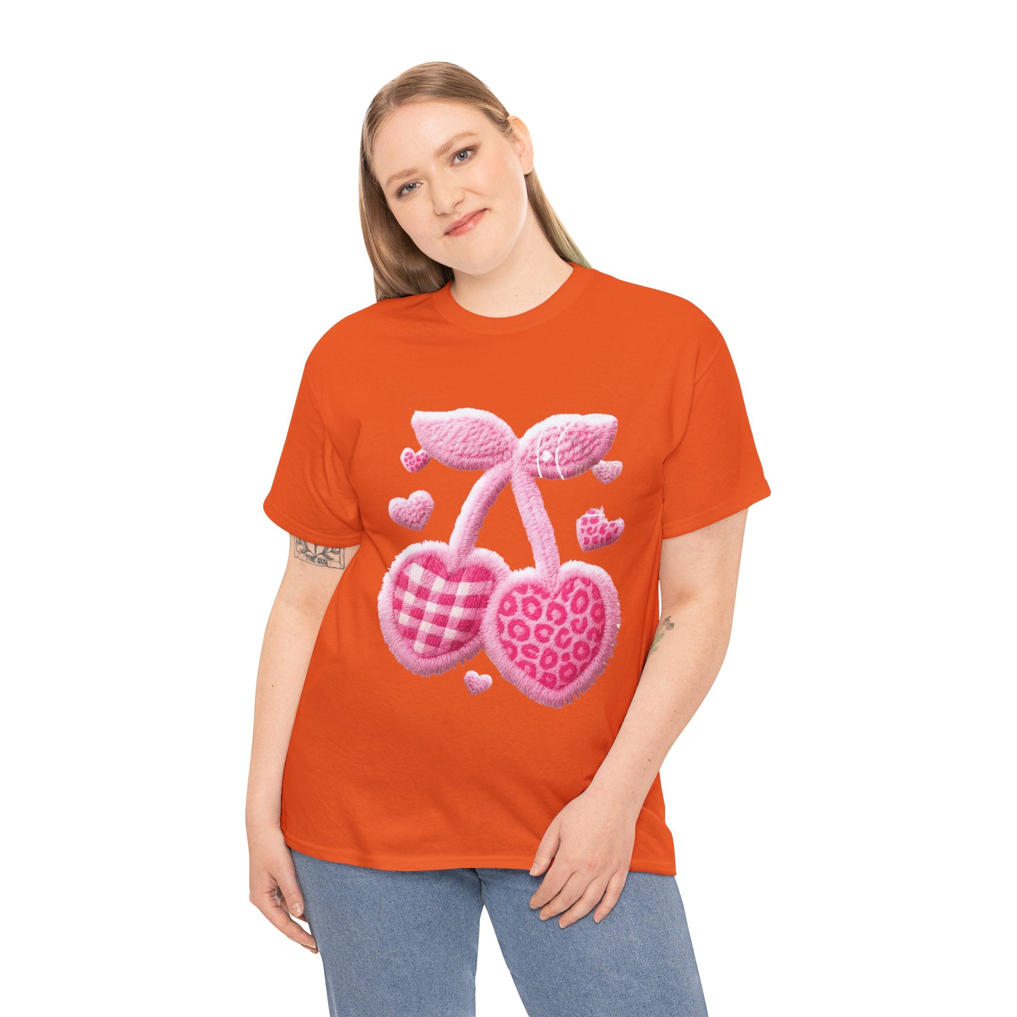 Pink Heart Cherries Tee  LOVE Graphic Valentine T-Shirt