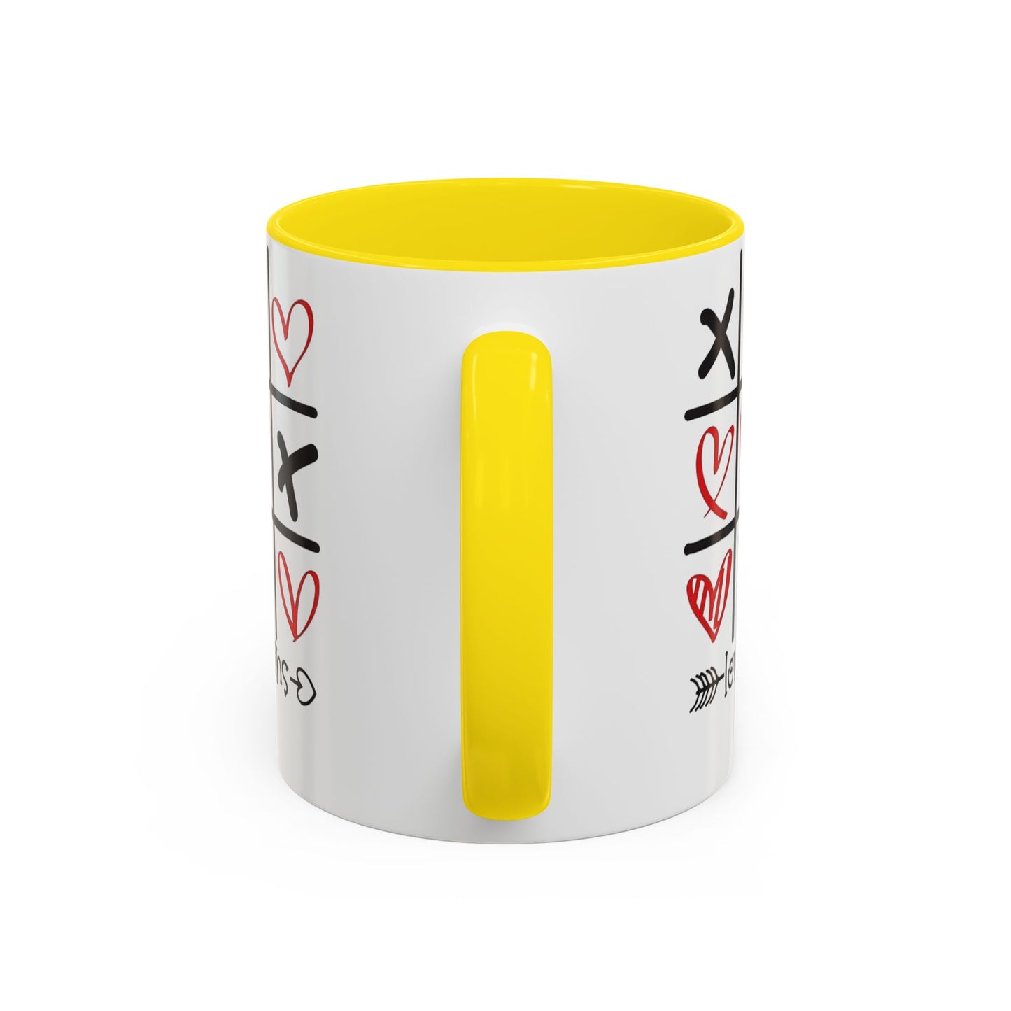 Love Wins Tic-Tac-Toe Heart Accent Coffee Mug — Romantic Valentine 11/15oz