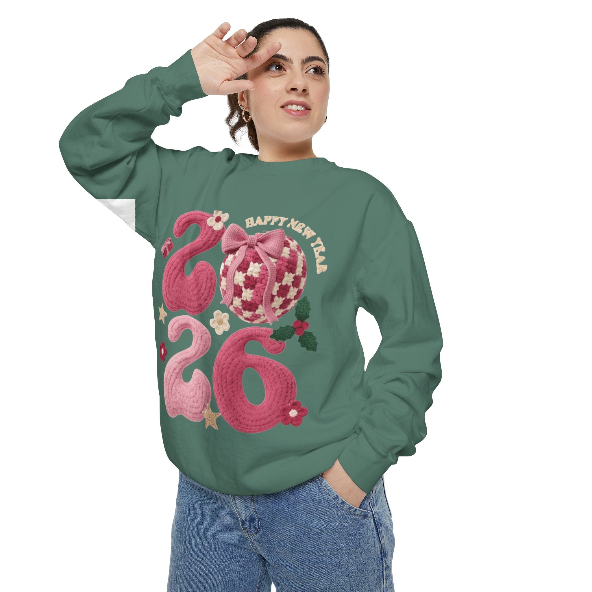 Happy New Year 2026 Sweater  Pink Festive Graphic Sweatshirt